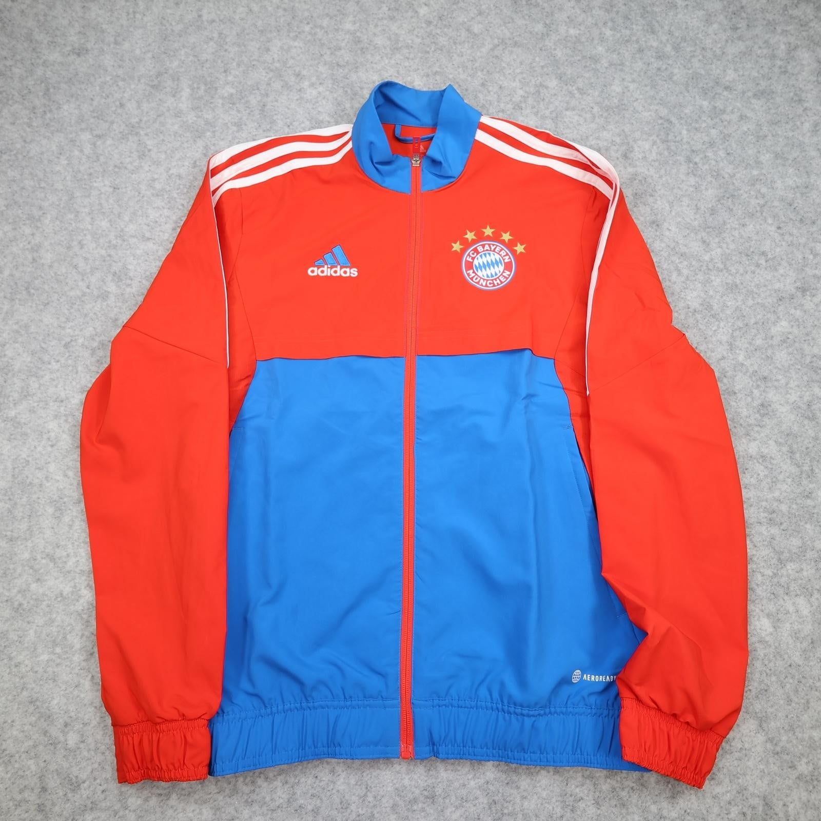 FC Bayern Munich Jacket Mens XS Red Blue 2022 2023 Football Adidas AEROREADY