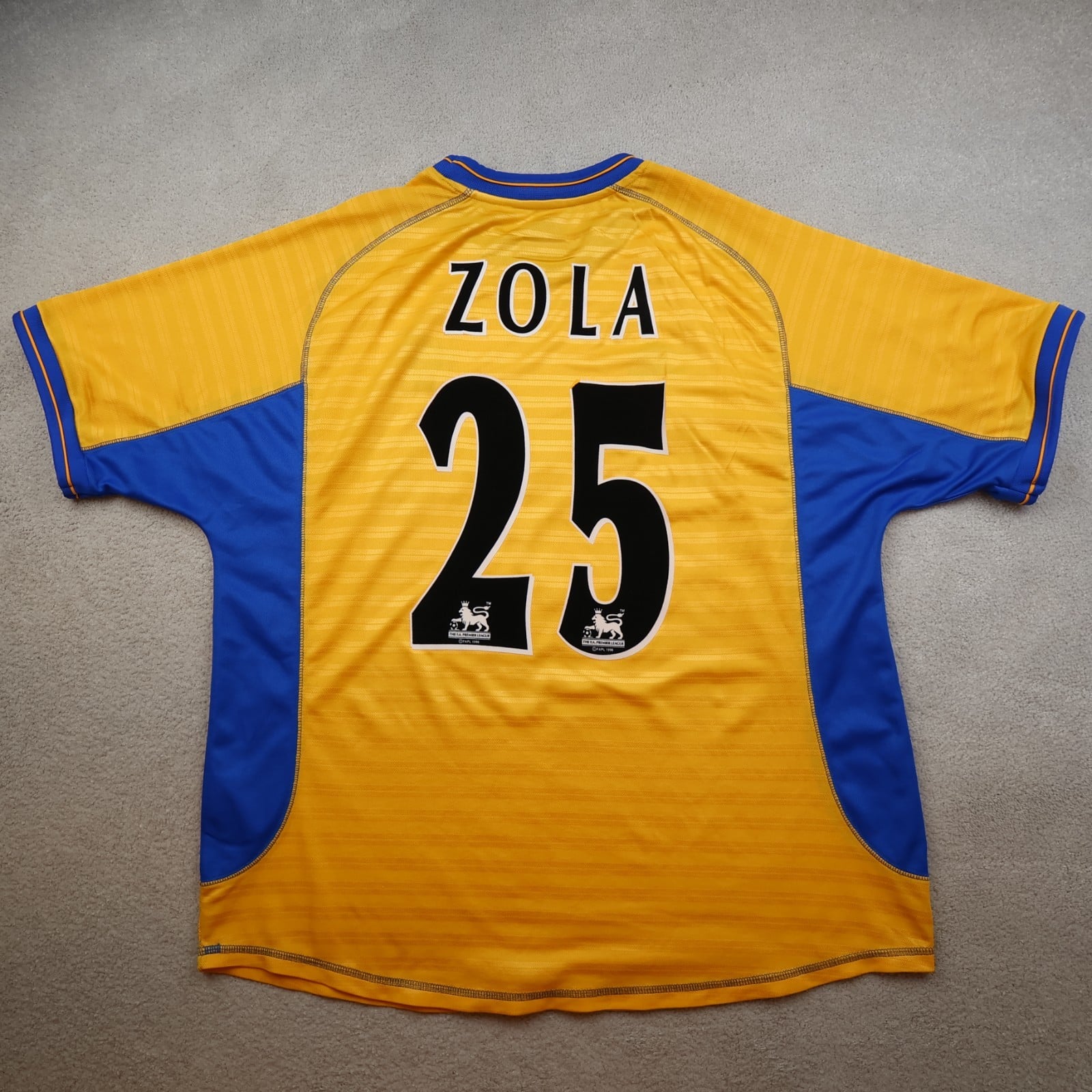 Vintage Chelsea Shirt Extra Large Yellow Third Kit 2000 2001 Jersey Zola 25 XL