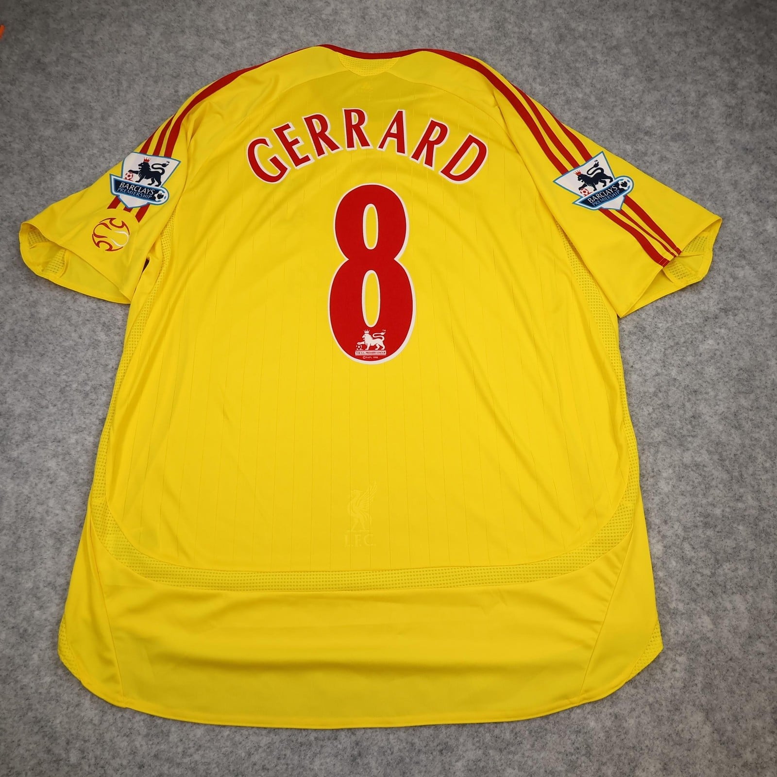 Liverpool Shirt Mens XL Yellow Away Kit 2006 2007 Adidas Gerrard 8 Soccer Jersey