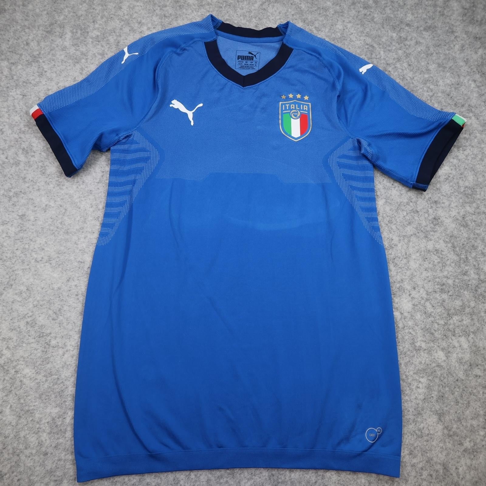 Italy Home Shirt Mens XL Blue 2017 2018 Puma Italia FIGC Badge Jersey Top