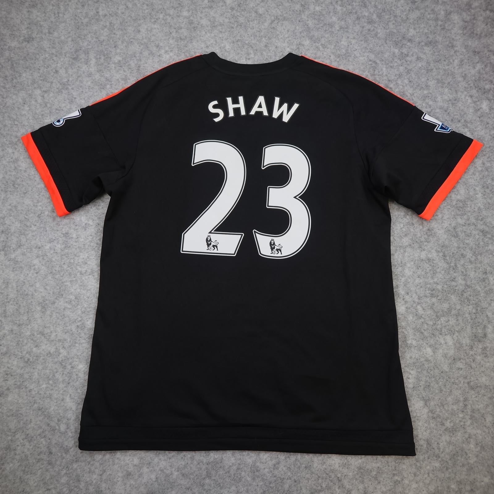 Manchester United Shirt Mens Large Black 3rd Kit 2015 2016 EPL Adidas Shaw 23