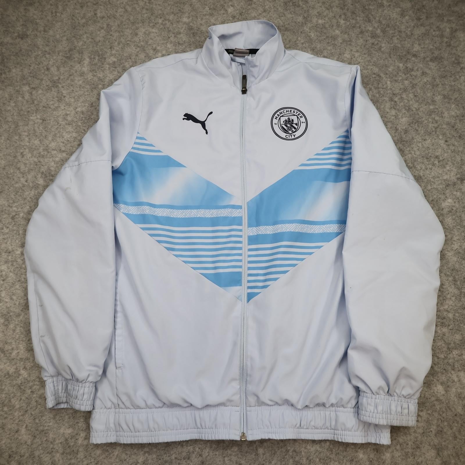 Manchester City Jacket Youth XL White EPL Football Puma Track Top 15-16 Years