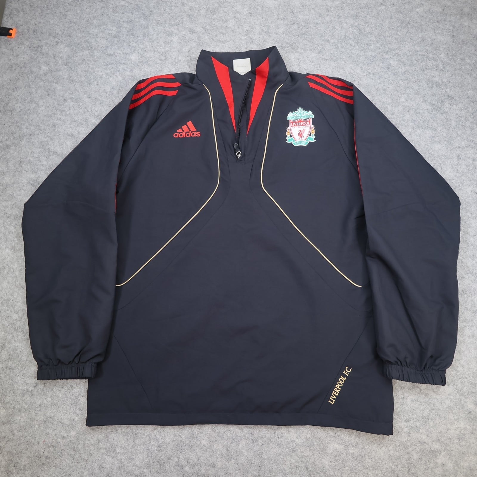 Liverpool Tracksuit Top Large Black Adidas Track 2009 2010 1/4 Zip Jacket 38/40
