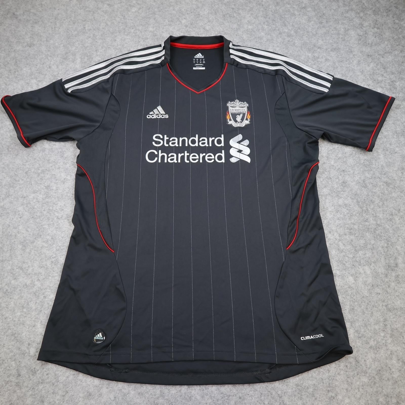 Liverpool Shirt Mens XL Black Away Kit 2011 2012 Adidas Standard Chartered