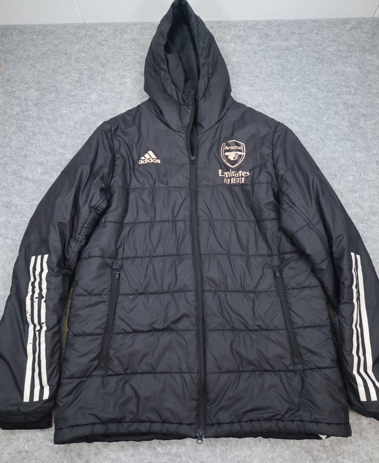 Arsenal Jacket Large Black Winter Adidas Padded Long Bench Coat 2020 2021