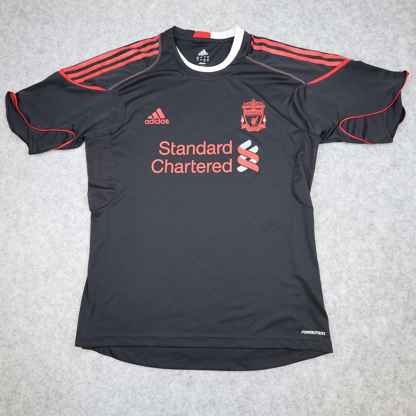 Liverpool Training Top Mens Large Black Adidas Standard Chartered 2010 2011