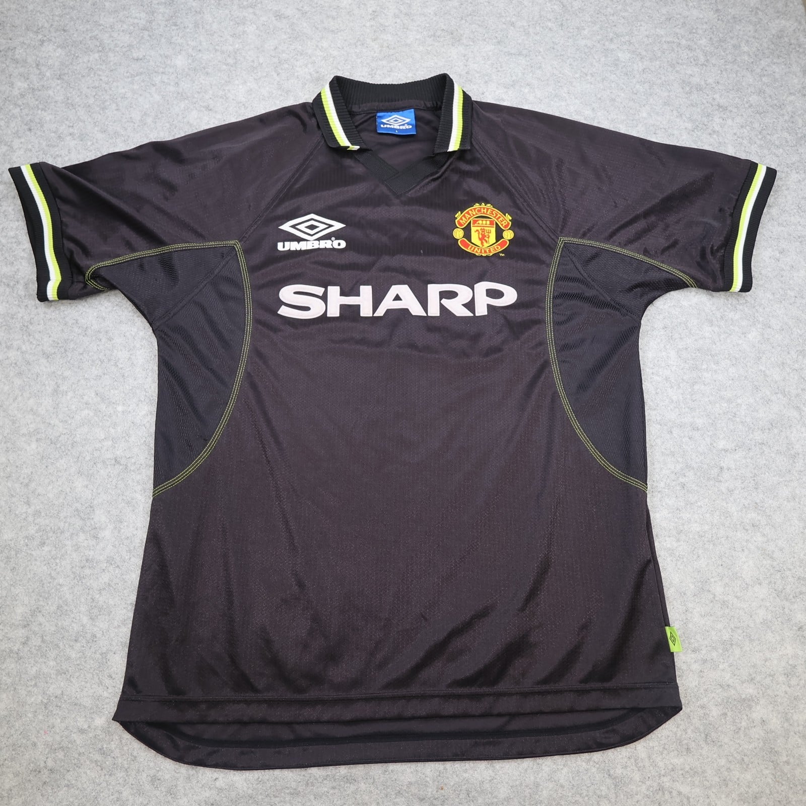 Vintage Manchester United Shirt Large Black Third Kit 1998 1999 Umbro Jersey
