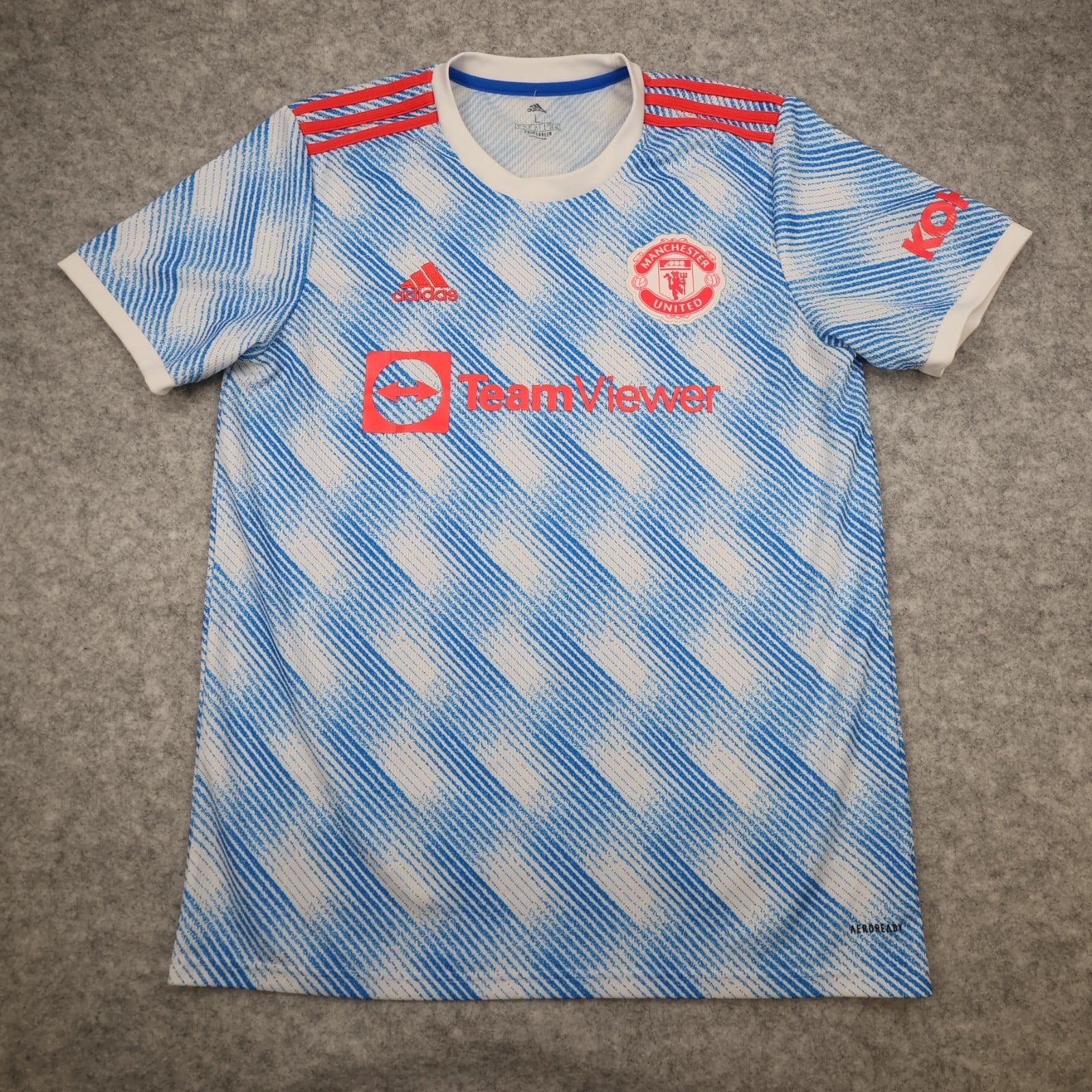 Manchester United Shirt Large Blue Away Kit 2021 2022 Adidas Football Jersey