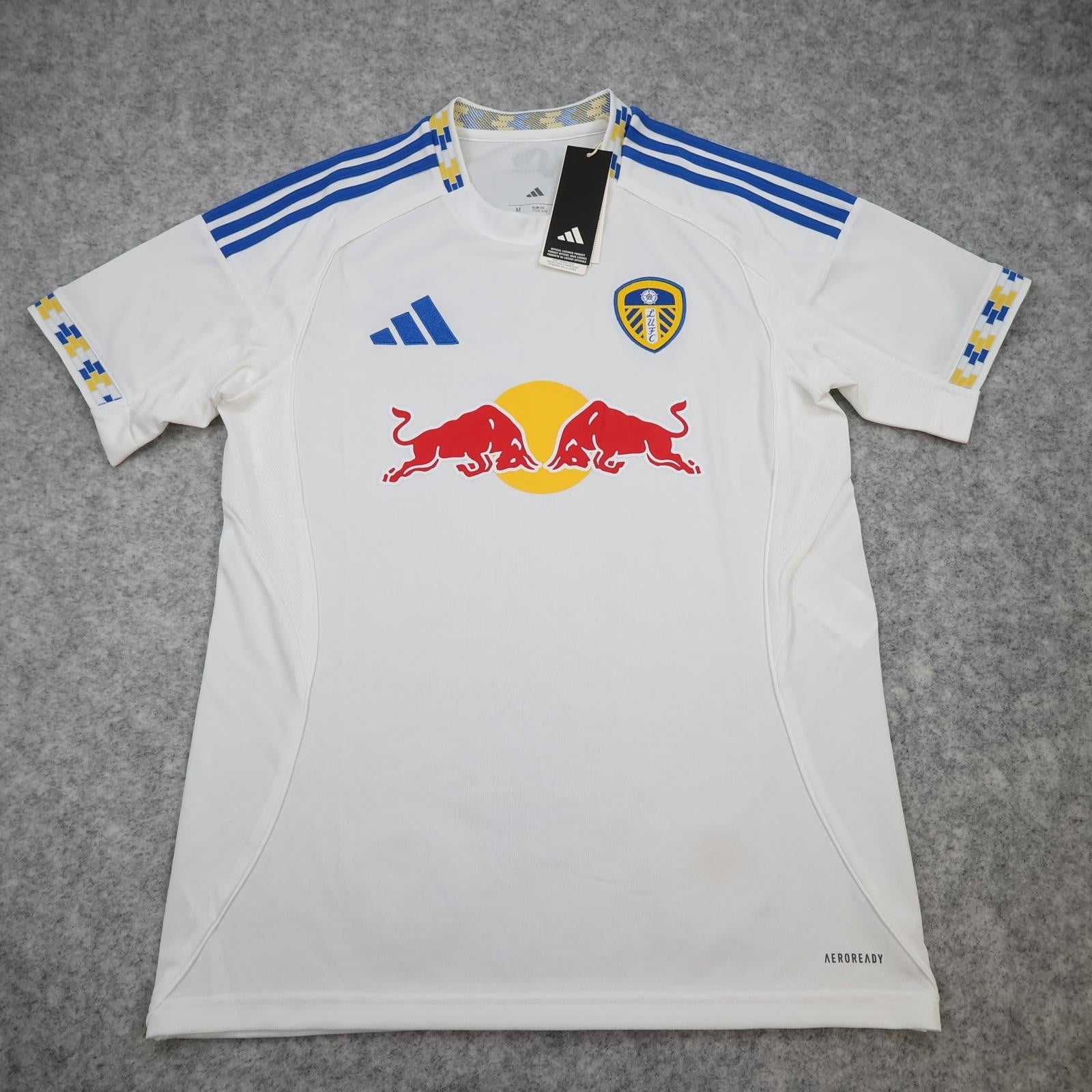 Leeds United Shirt Mens Medium White Home 2025 202 Adidas Red Bull Soccer Jersey
