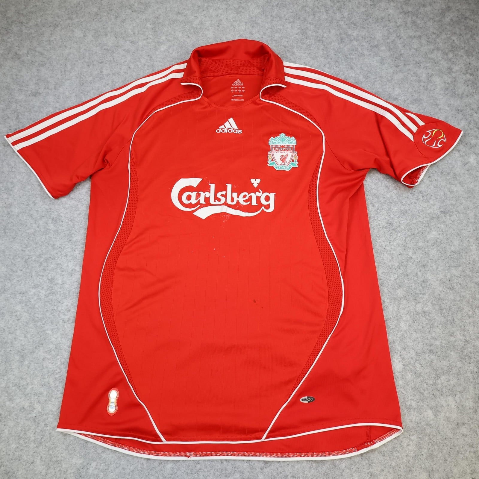 Liverpool Shirt Mens Large Red Home 2006 2008 Adidas Carlsberg Soccer Jersey