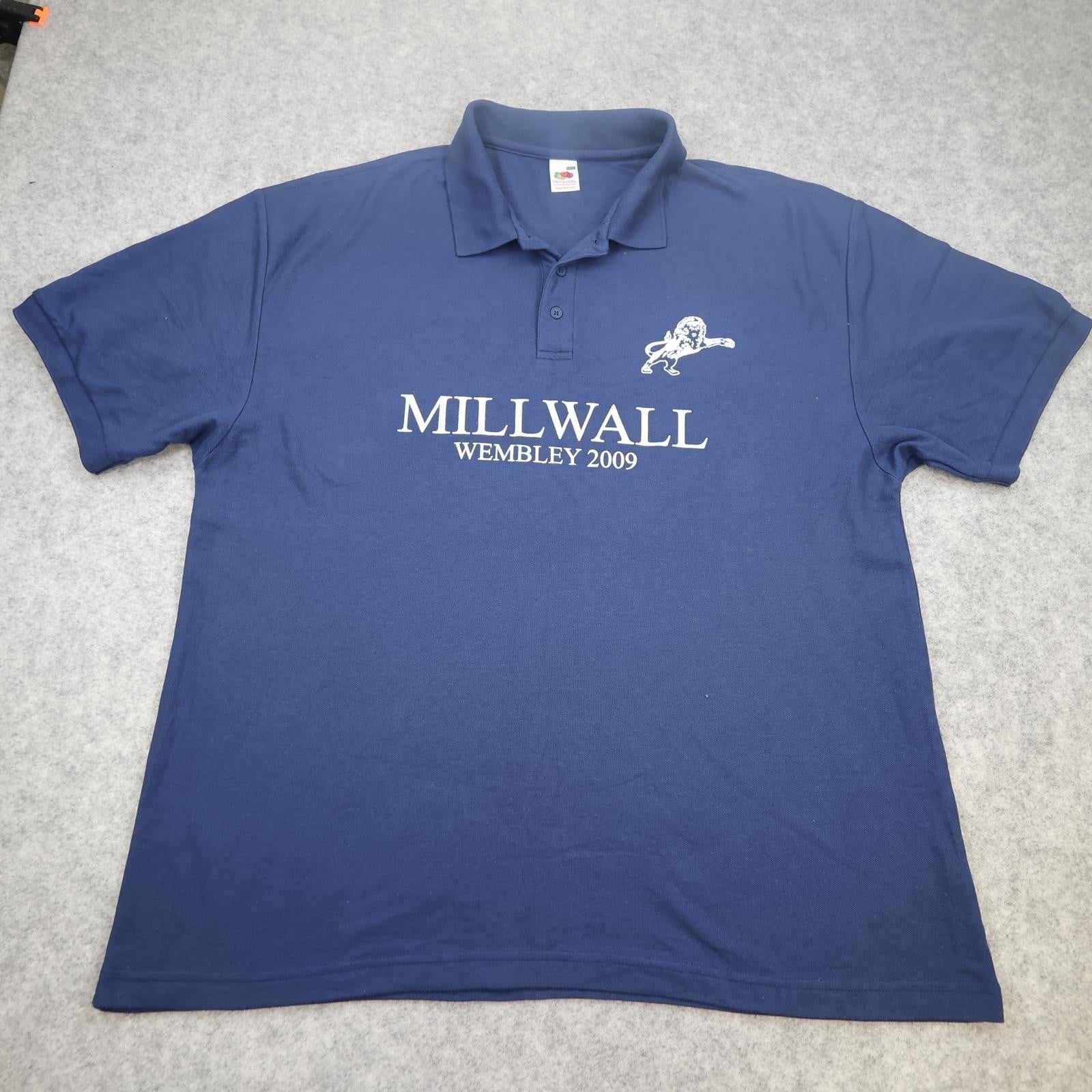Millwall Shirt Mens 3XL Blue Wembley 2009 Football Fruit Of The Loom Polo