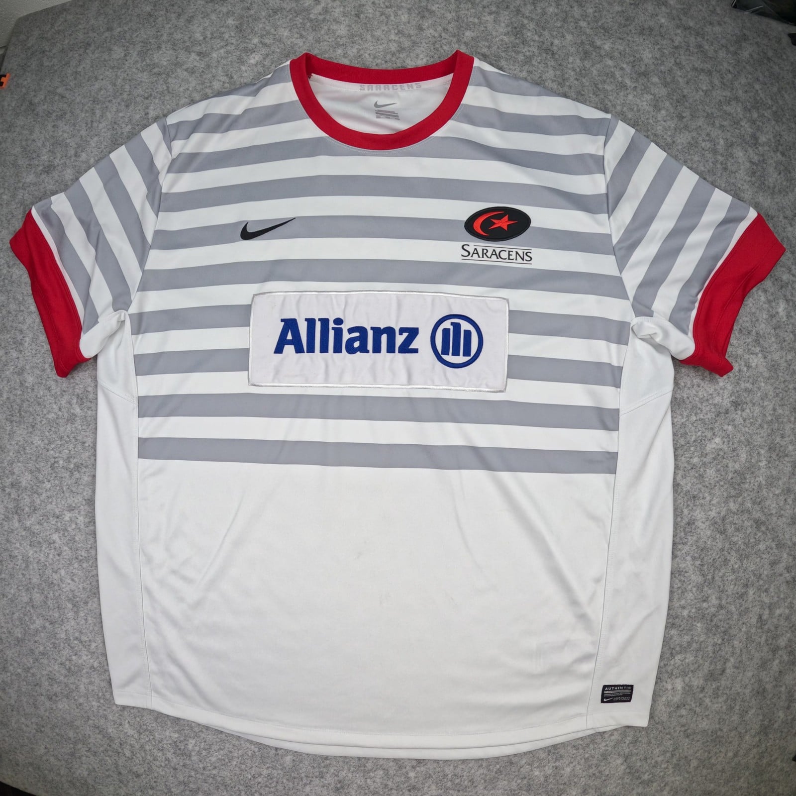 Saracens Rugby Shirt 2XL White Away 2012 2013 Nike Short Sleeve 418475-100