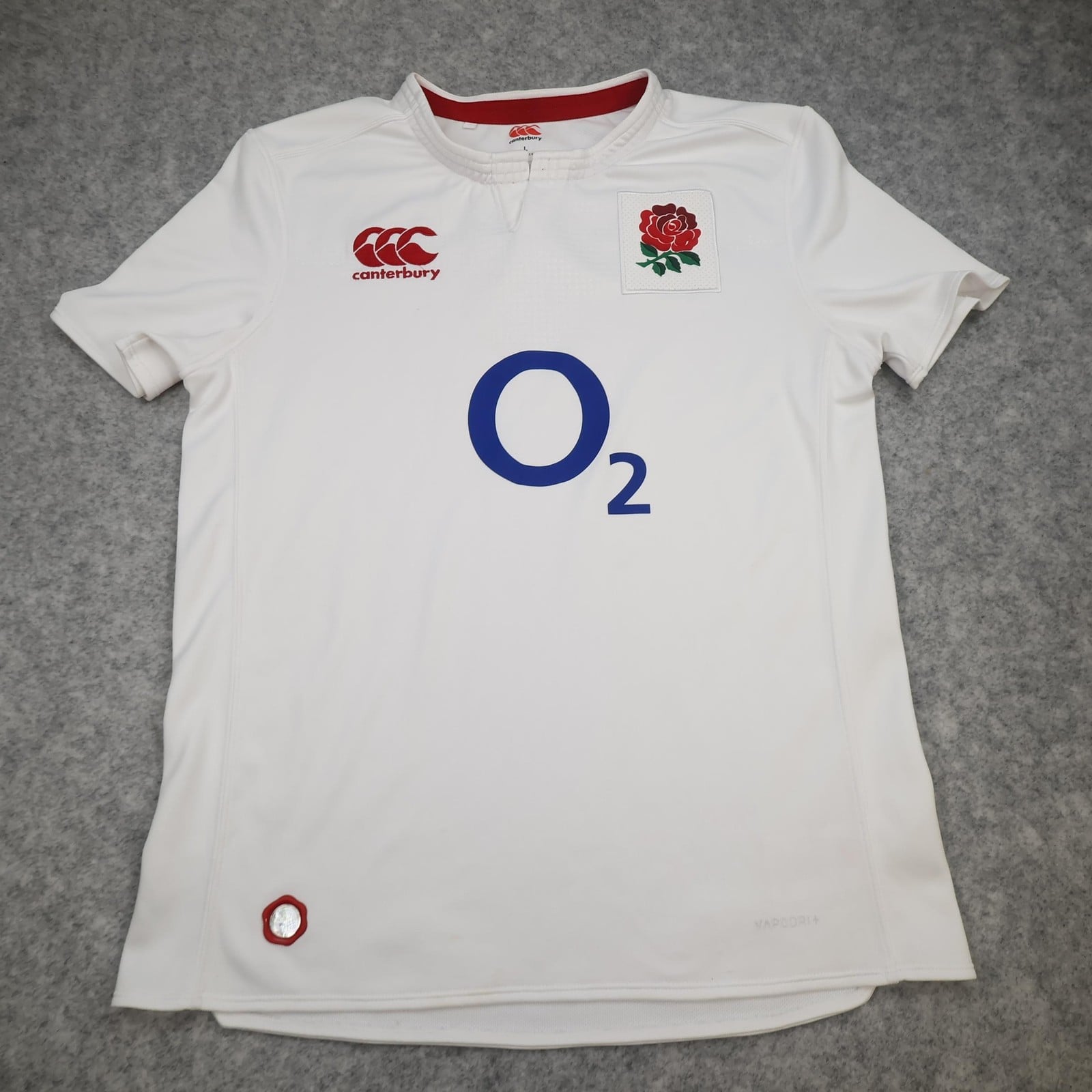 England Rugby Shirt Mens Large White Rugby Union Canterbury O2 Vapodri+ Jersey