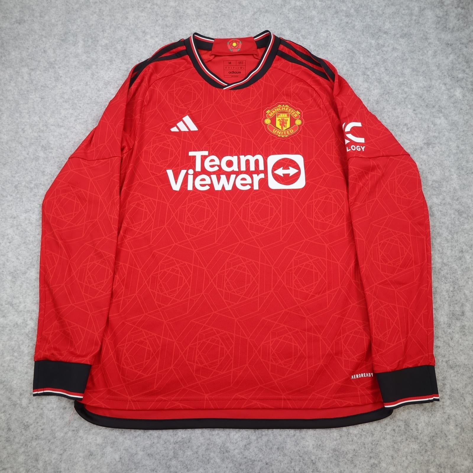 Manchester United Shirt Mens Medium Red Home 2023 2024 Adidas TeamViewer Jersey