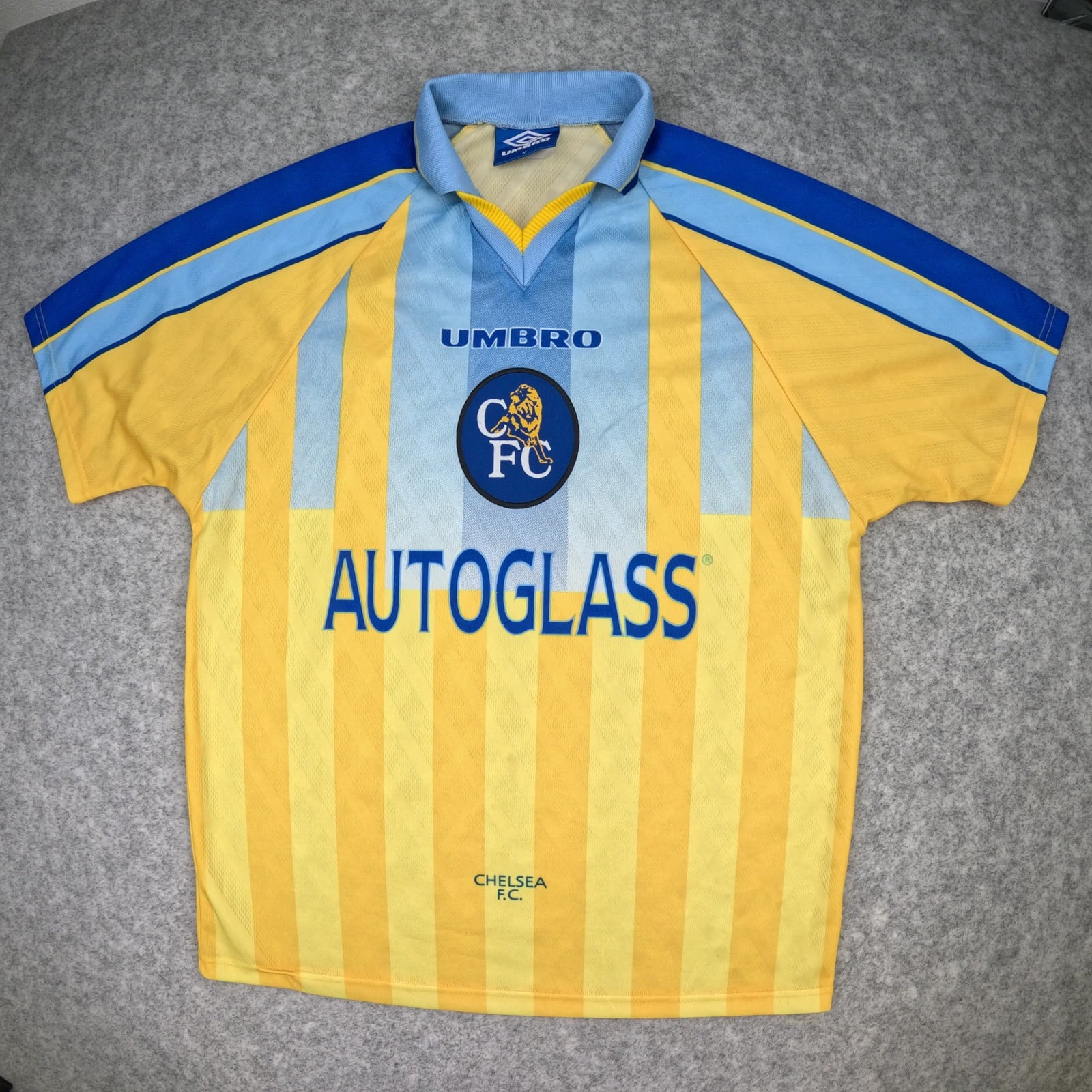 Vintage Chelsea Football Shirt Medium Yellow Away 1996 1997 Umbro Soccer Jersey