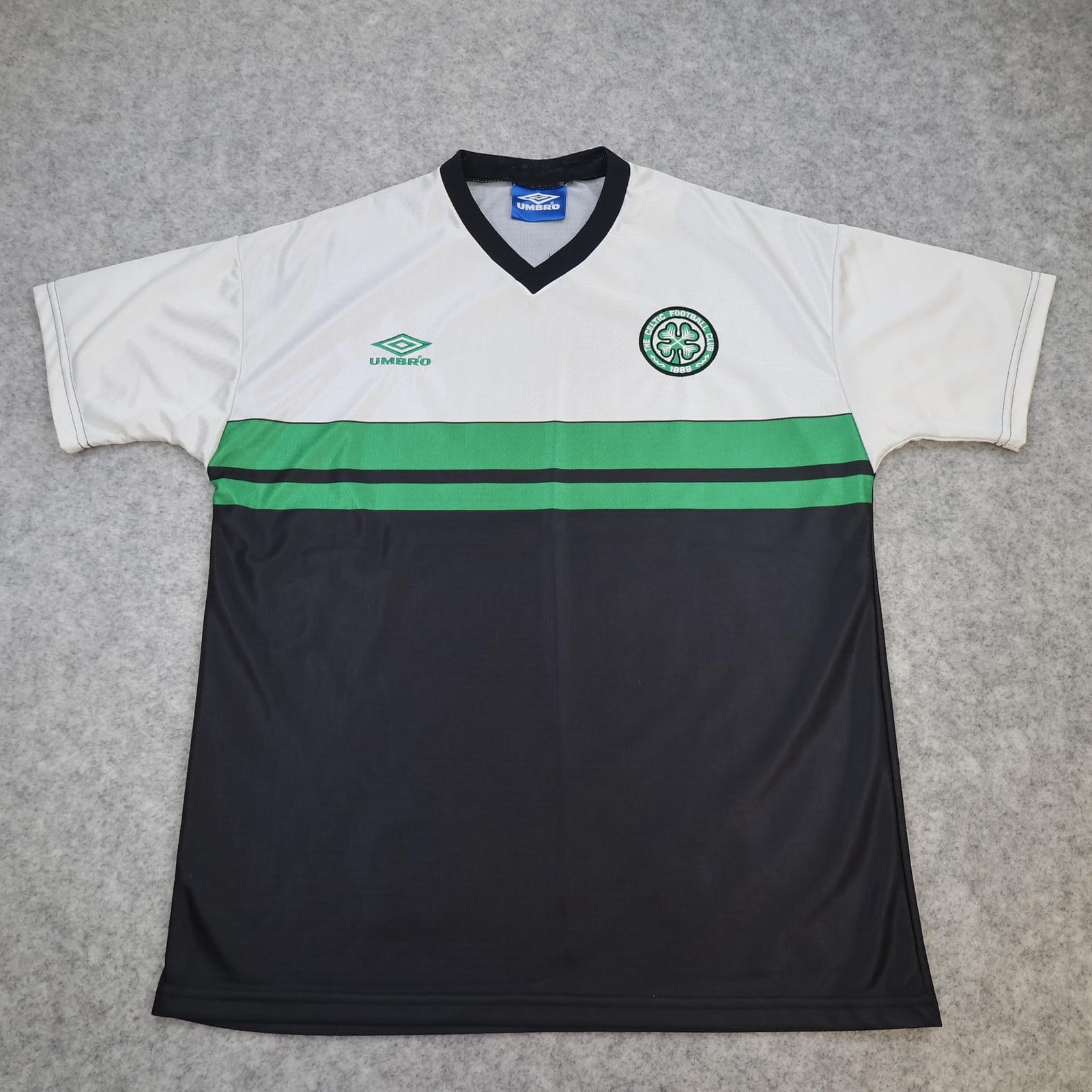 Vintage Celtic Shirt Mens Medium White Black Football Umbro 90s Soccer Jersey