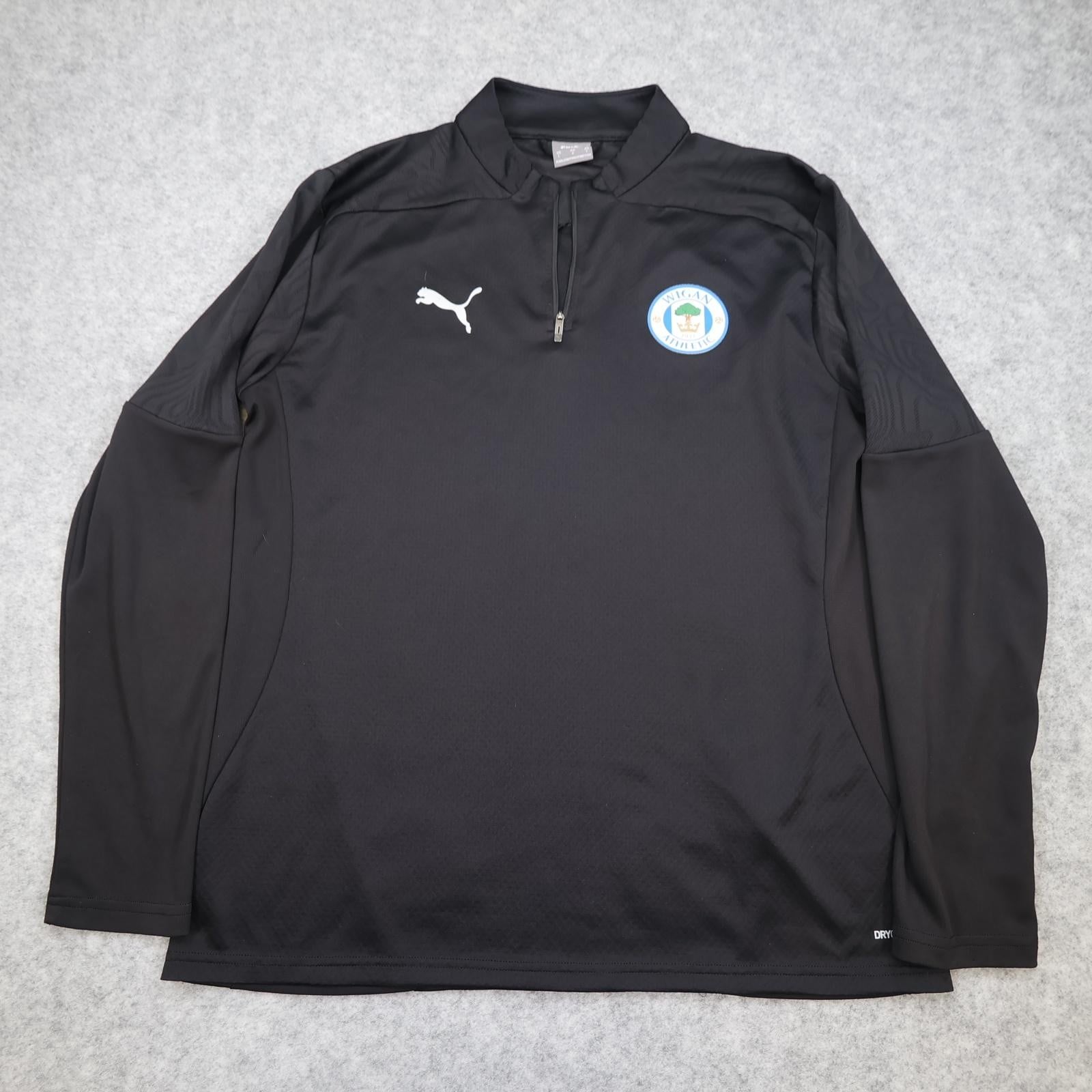 Wigan Athletic Training Top Mens Large Black EFL Football Puma 1/4 Zip DRYCELL