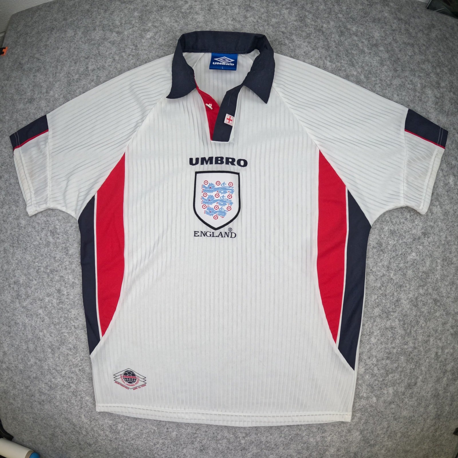Vintage England Football Shirt Large White Home Umbro 1997 1999 Soccer Jersey