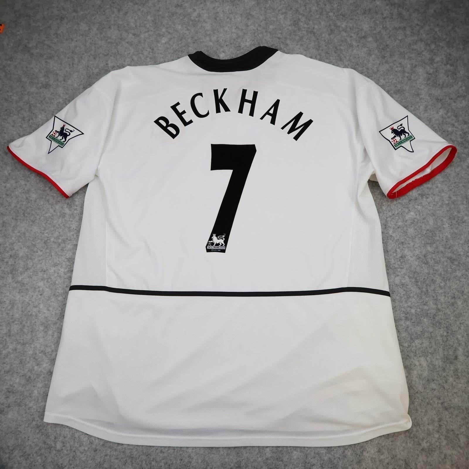 Manchester United Shirt Mens 2XL White Away 2002 2003 Nike Beckham 7 Jersey