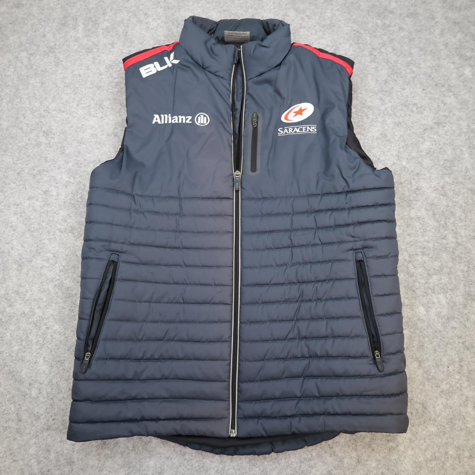 Saracens Gilet Mens Medium Blue Rugby Union BLK Allianz Puffer Bodywarmer Vest