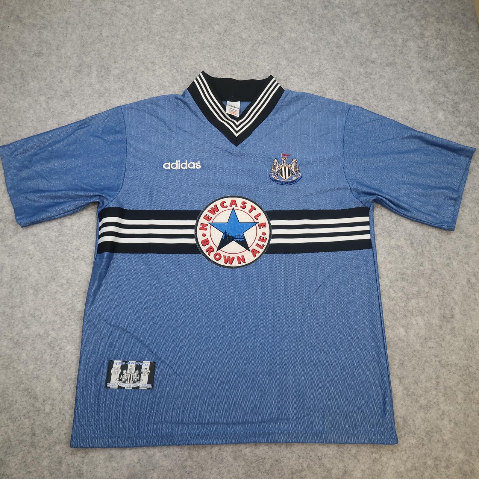 Vintage Newcastle United Shirt Mens Large Blue Away Adidas Brown Ale 1996 1997
