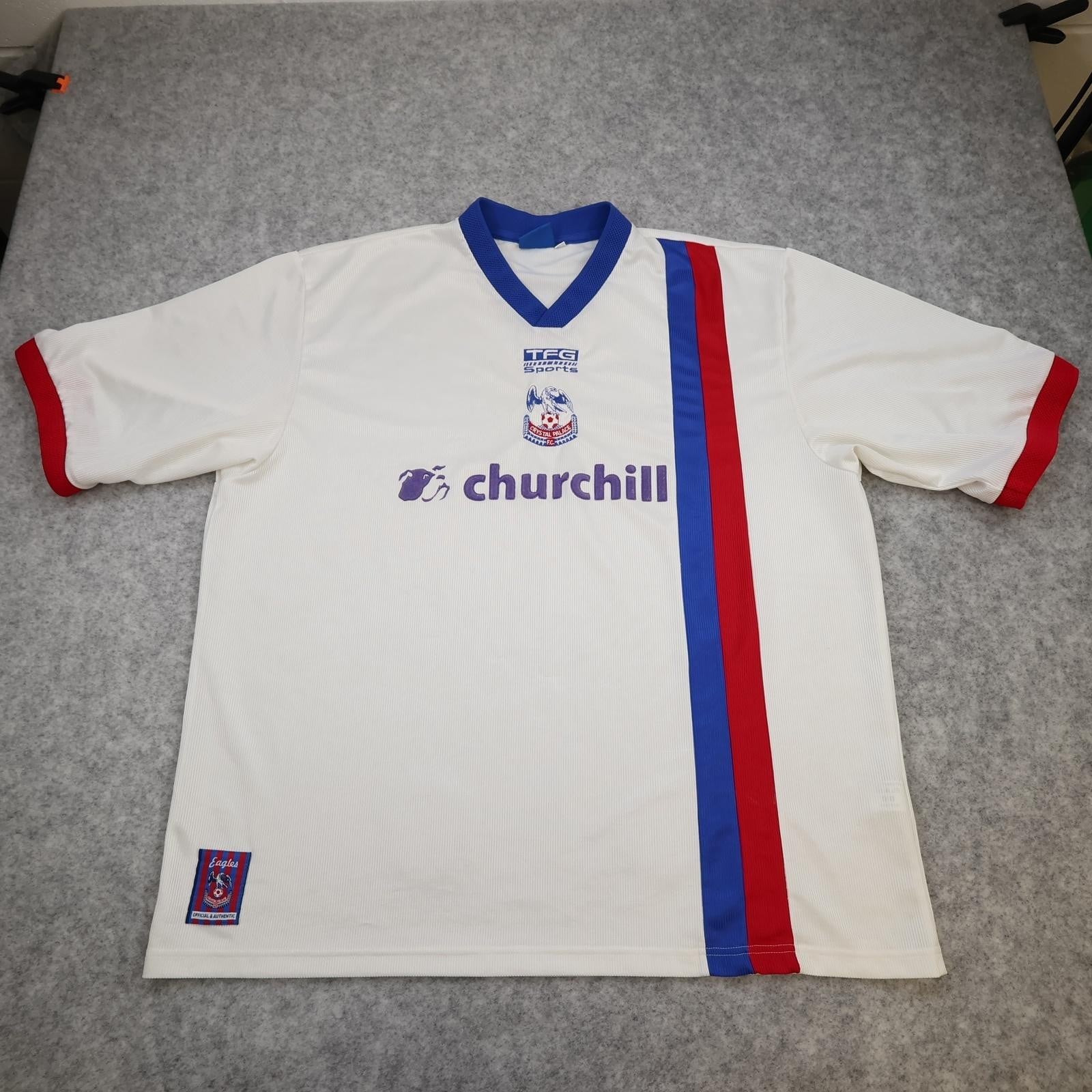 Vintage Crystal Palace Away Shirt Mens 2XL White 1999 2000 TFG Churchill