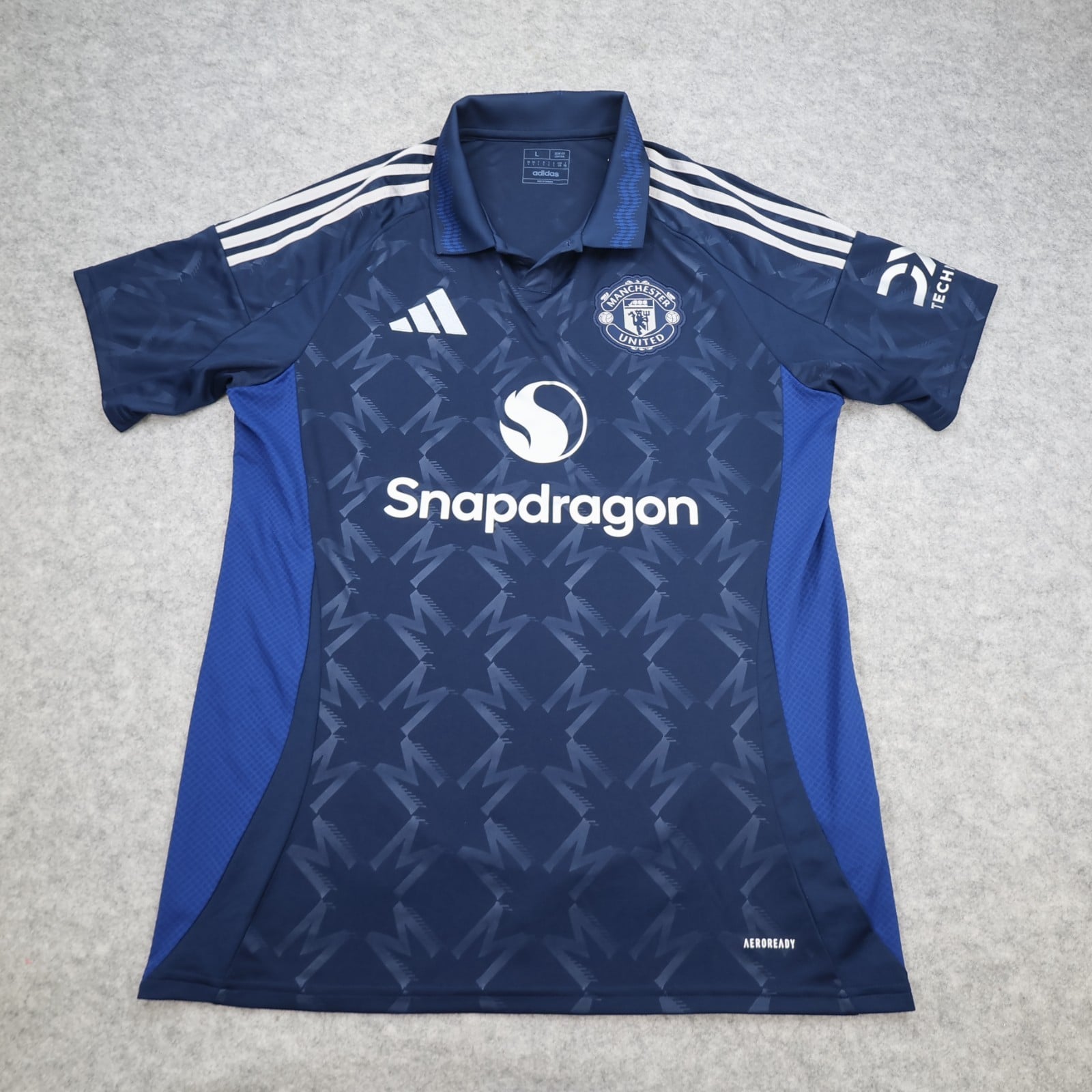Manchester United Shirt Large Blue Away Kit 2024 2025 Adidas Soccer Jersey