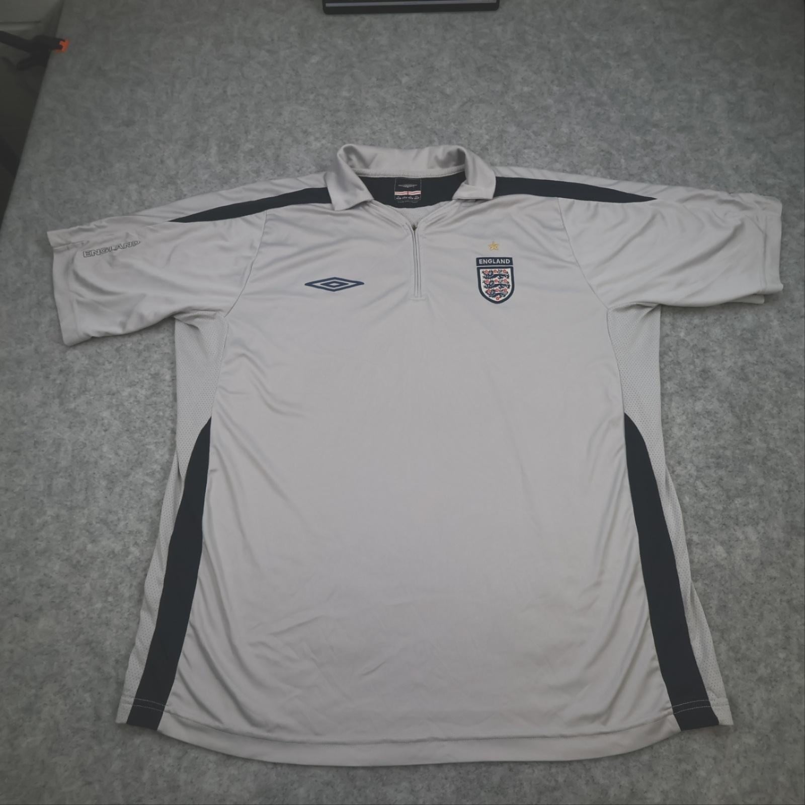 England Training Drill Top Mens XL Grey Short Sleeve Football Umbro 2000s