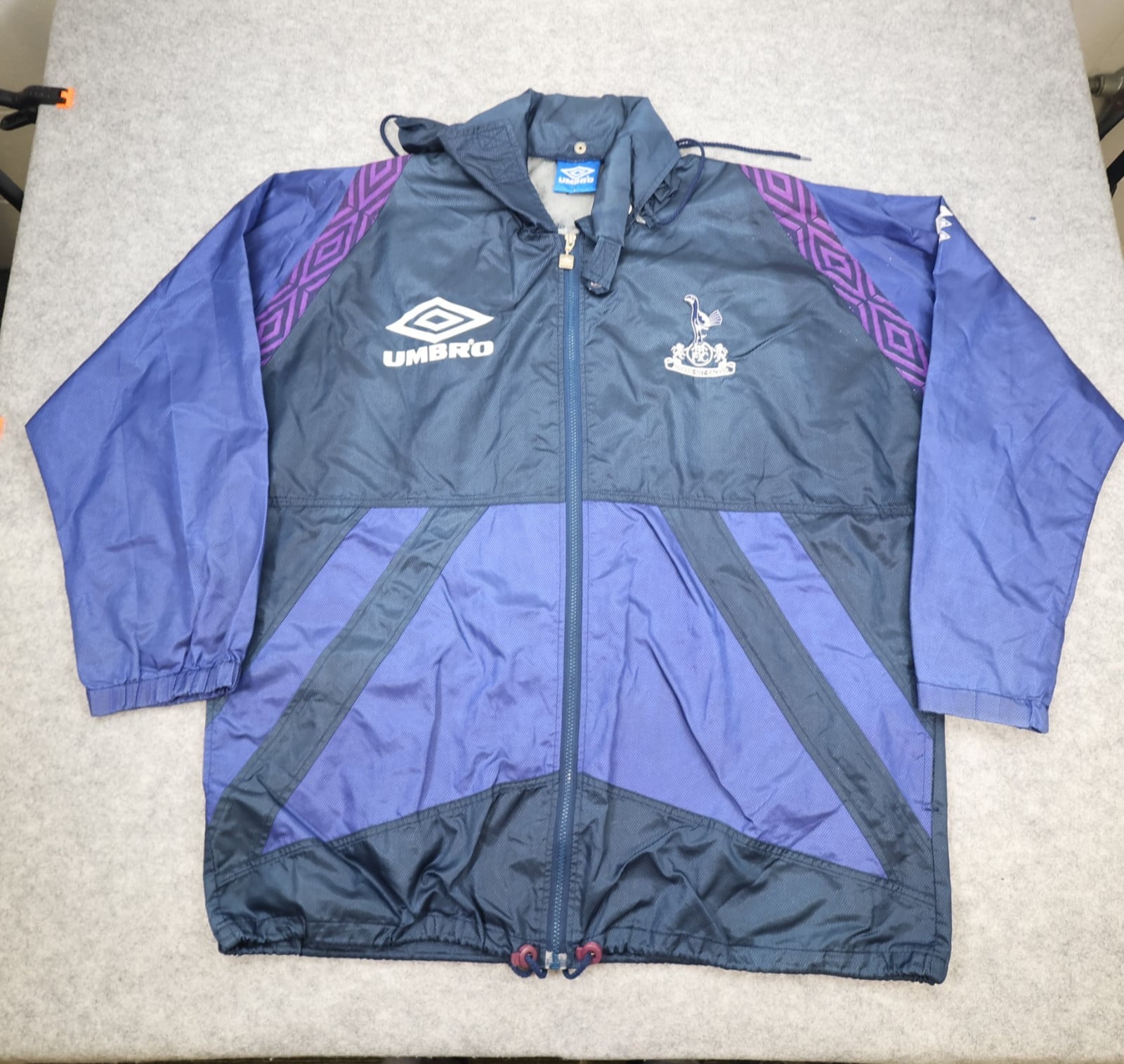 Vintage Tottenham Hotspur Large Training Jacket Purple 1991 1993 Light Rain Coat