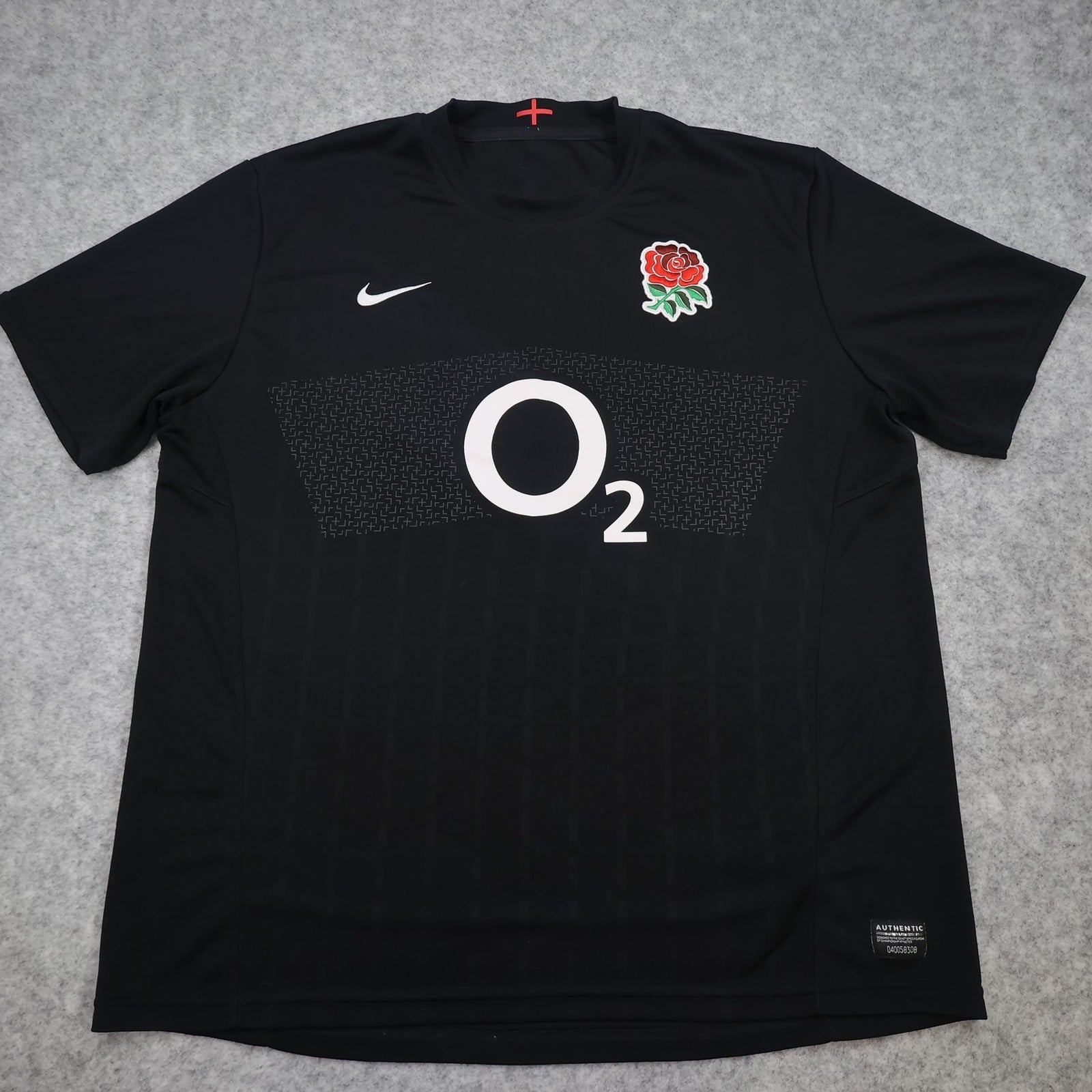 England Rugby Shirt Mens XL Black Rugby Union Nike O2 Authentic Jersey 2011 2012