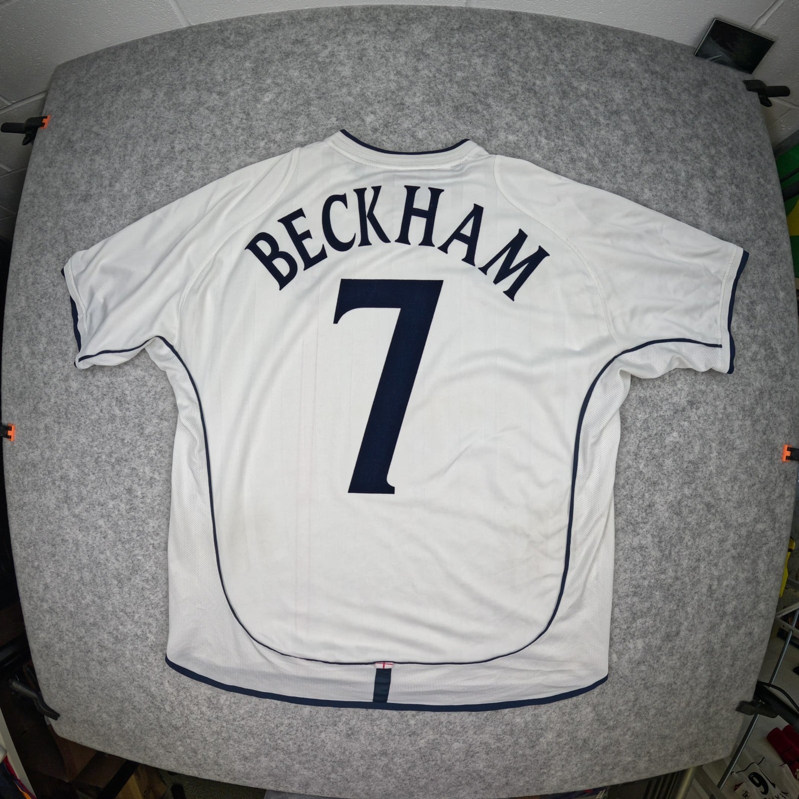 England Football Shirt XL White Home 2001-03 Umbro David Beckham Soccer Jersey