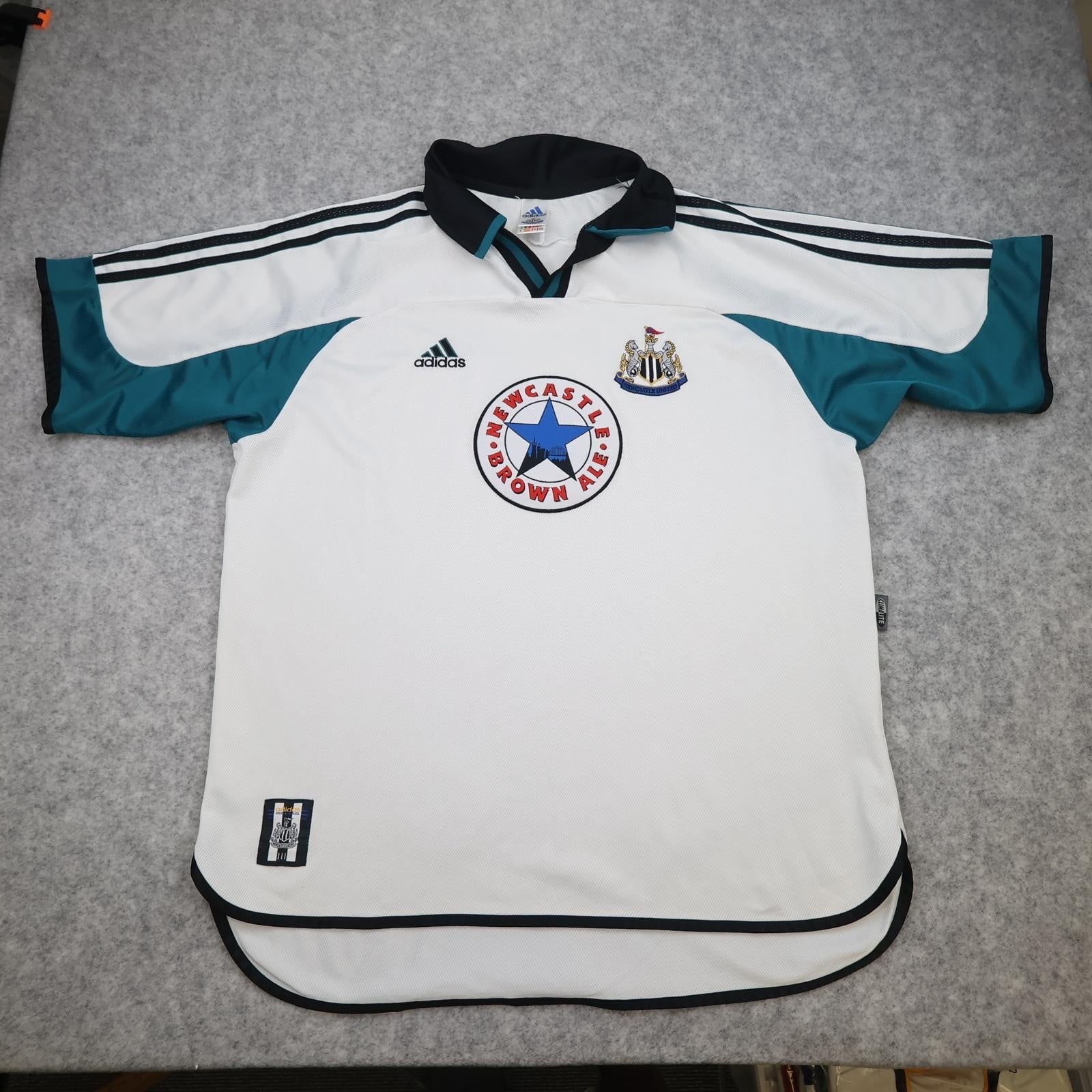 Vintage Newcastle United Shirt Mens XL White Away 1999 2000 Adidas Brown Ale
