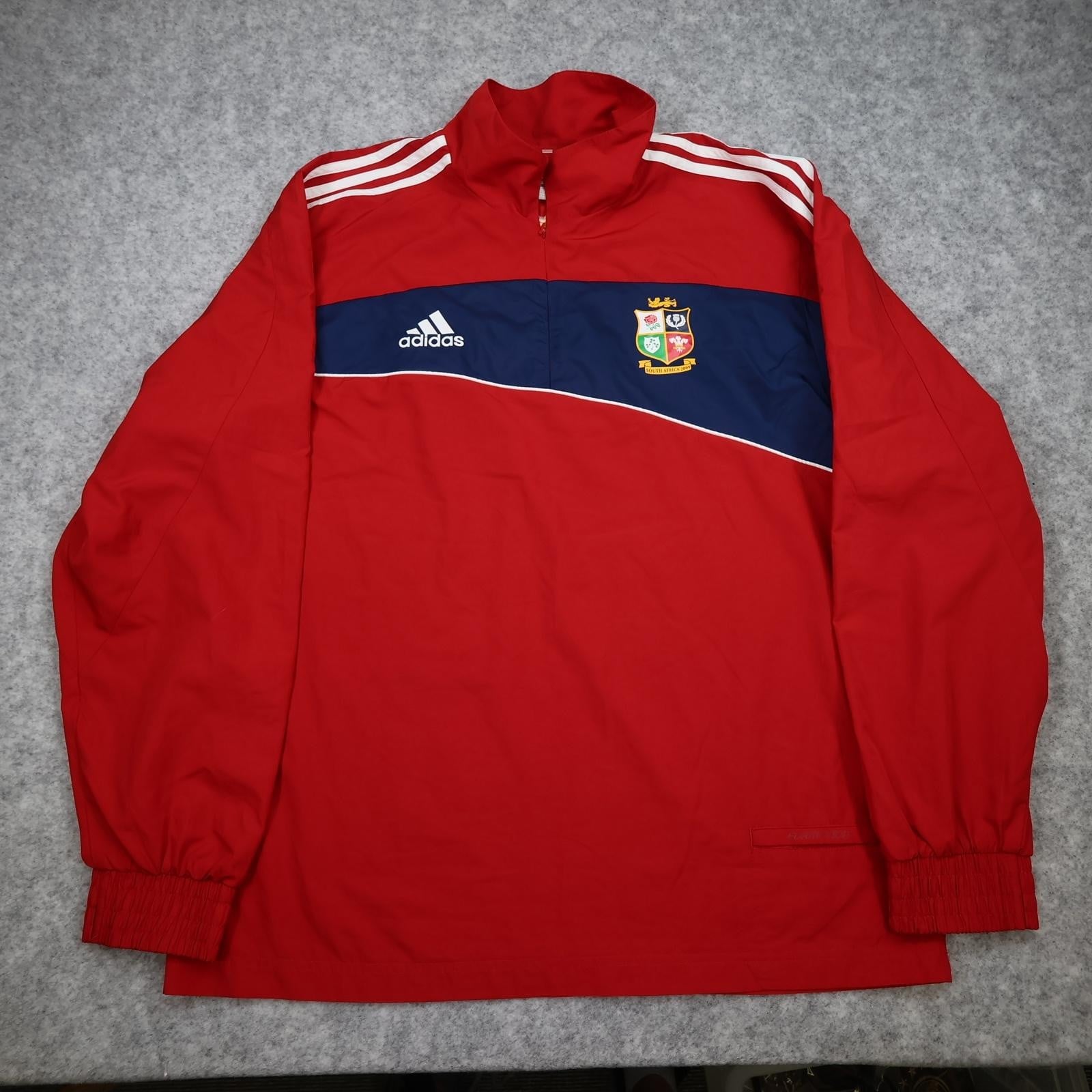 British Lions Rugby Shirt Mens Large Red Rugby Adidas Clima365 South Africa 2009