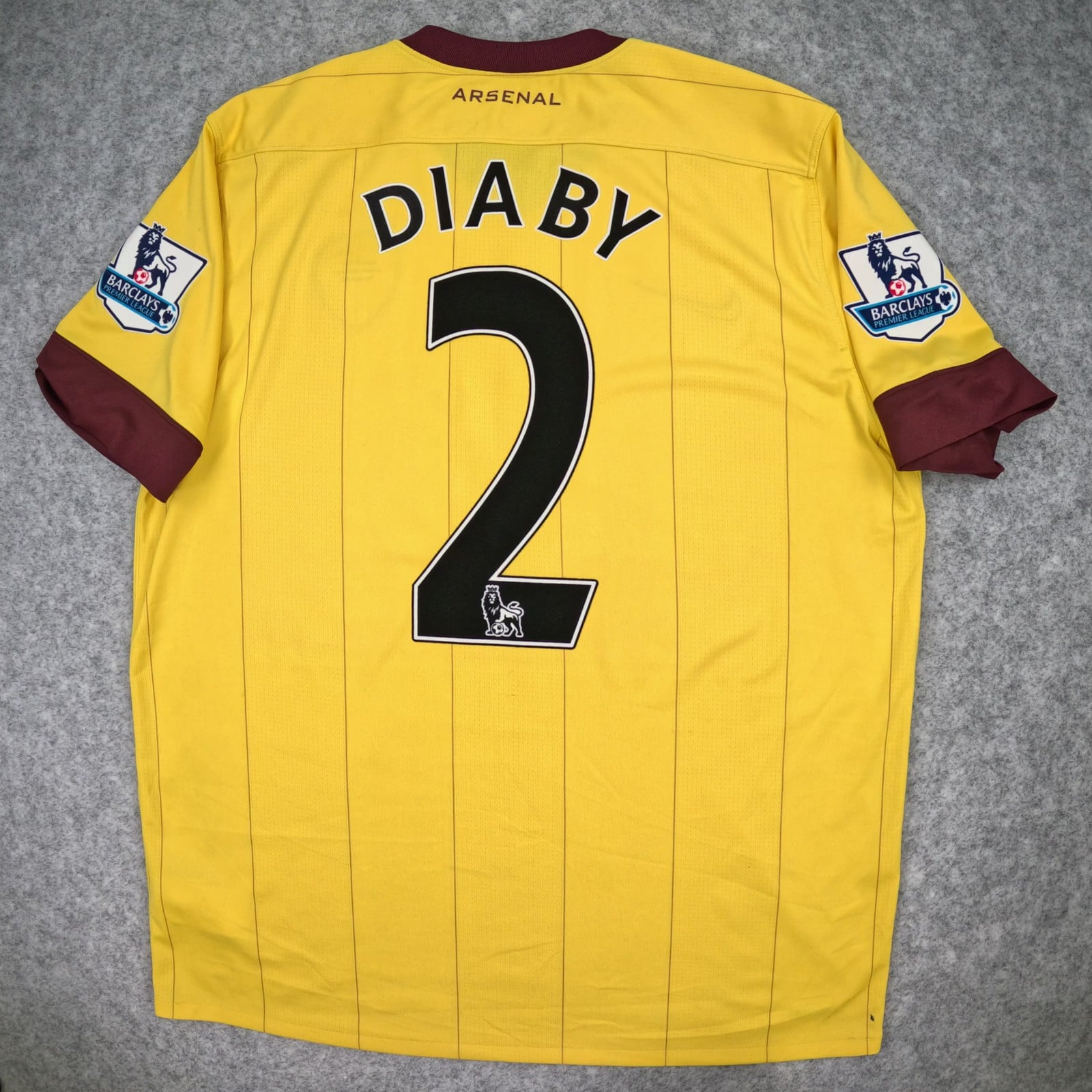 Arsenal Football Shirt Adult Large Yellow Away 2010 2013 Nike Diaby Jersey
