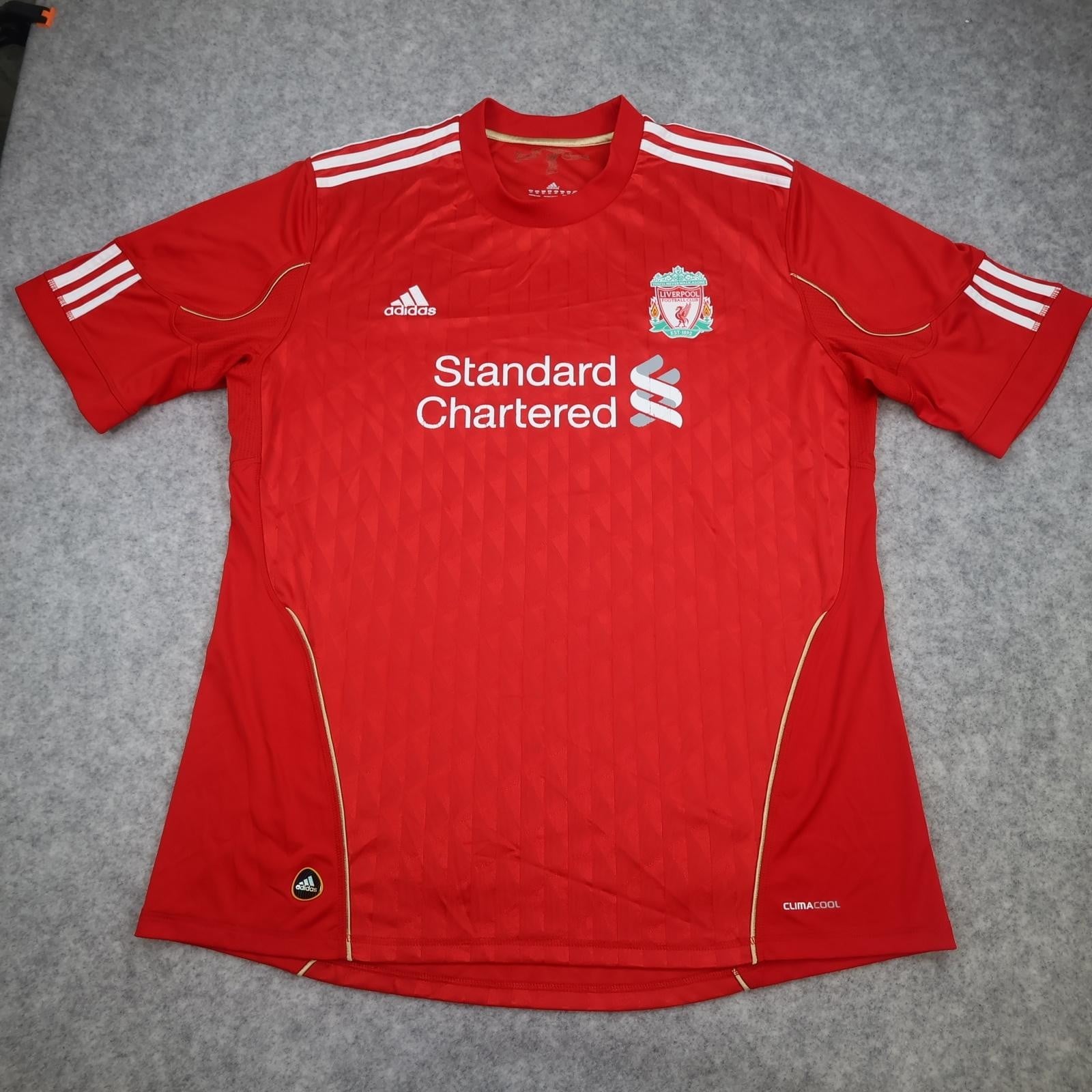Liverpool Shirt Mens 2XL Red Home 2010 2012 Football Adidas Standard Chartered