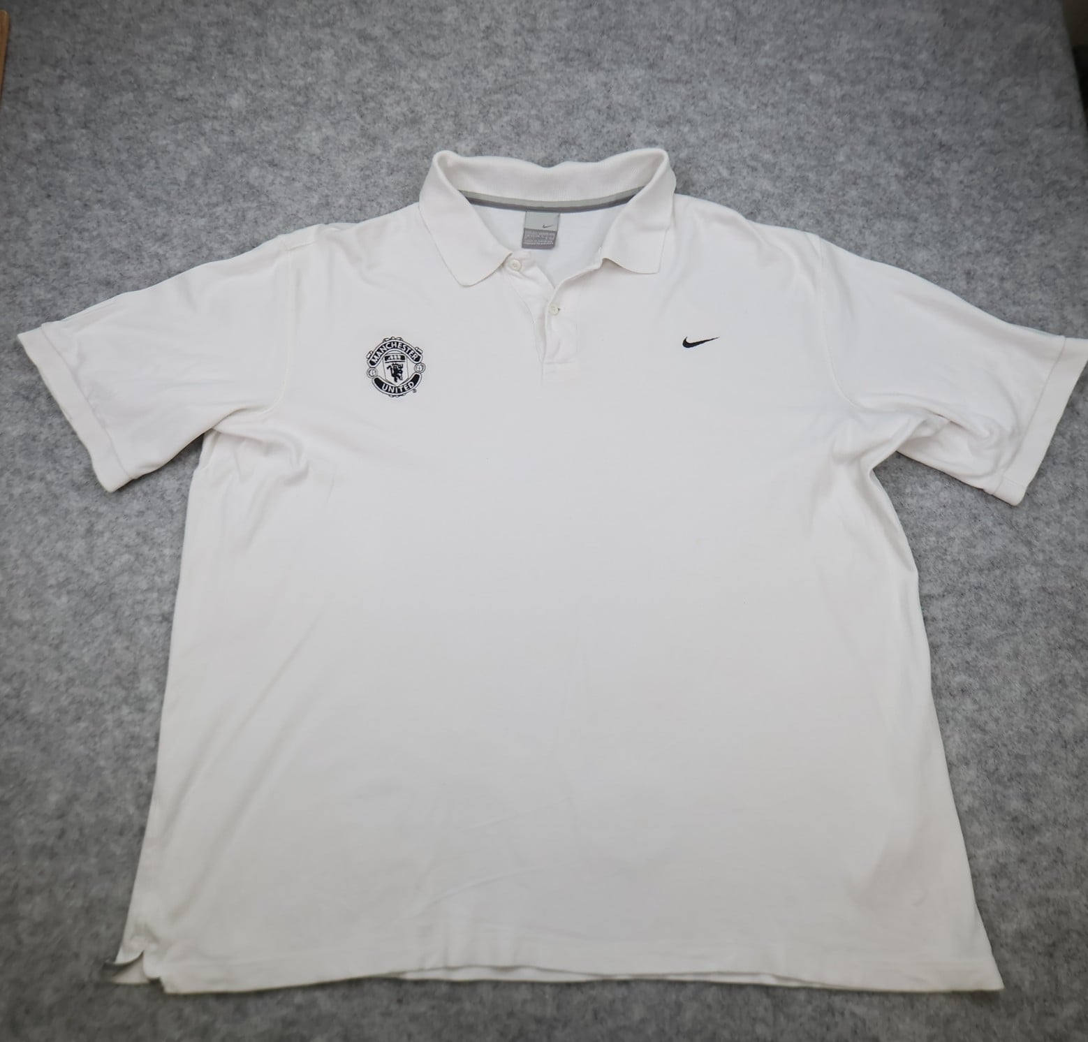 Manchester United Shirt 2XL White Polo Top Nike MUFC T shirt 2000s