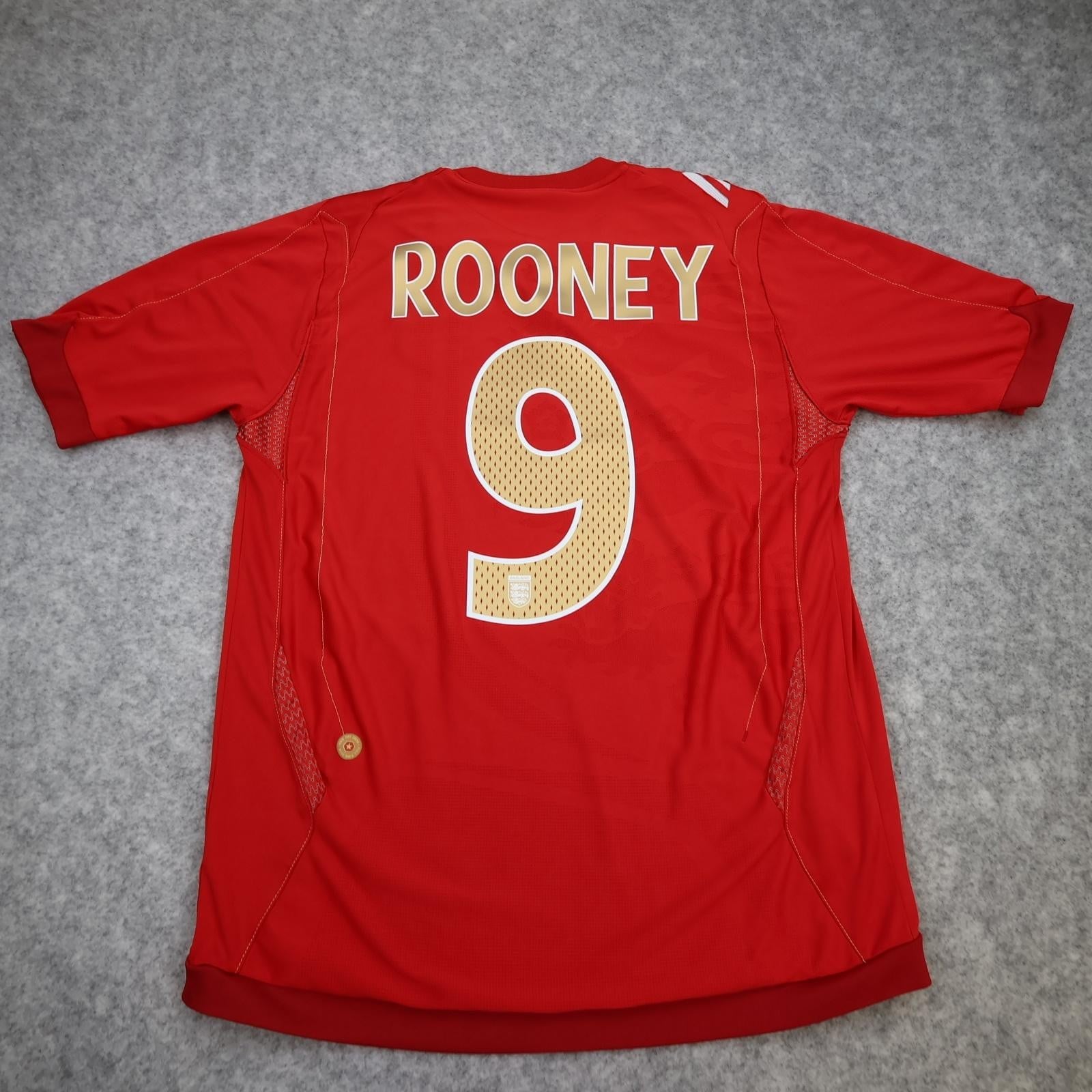 England Away Shirt Mens Medium Red 2006 2008 Football Umbro Rooney 9 Jersey