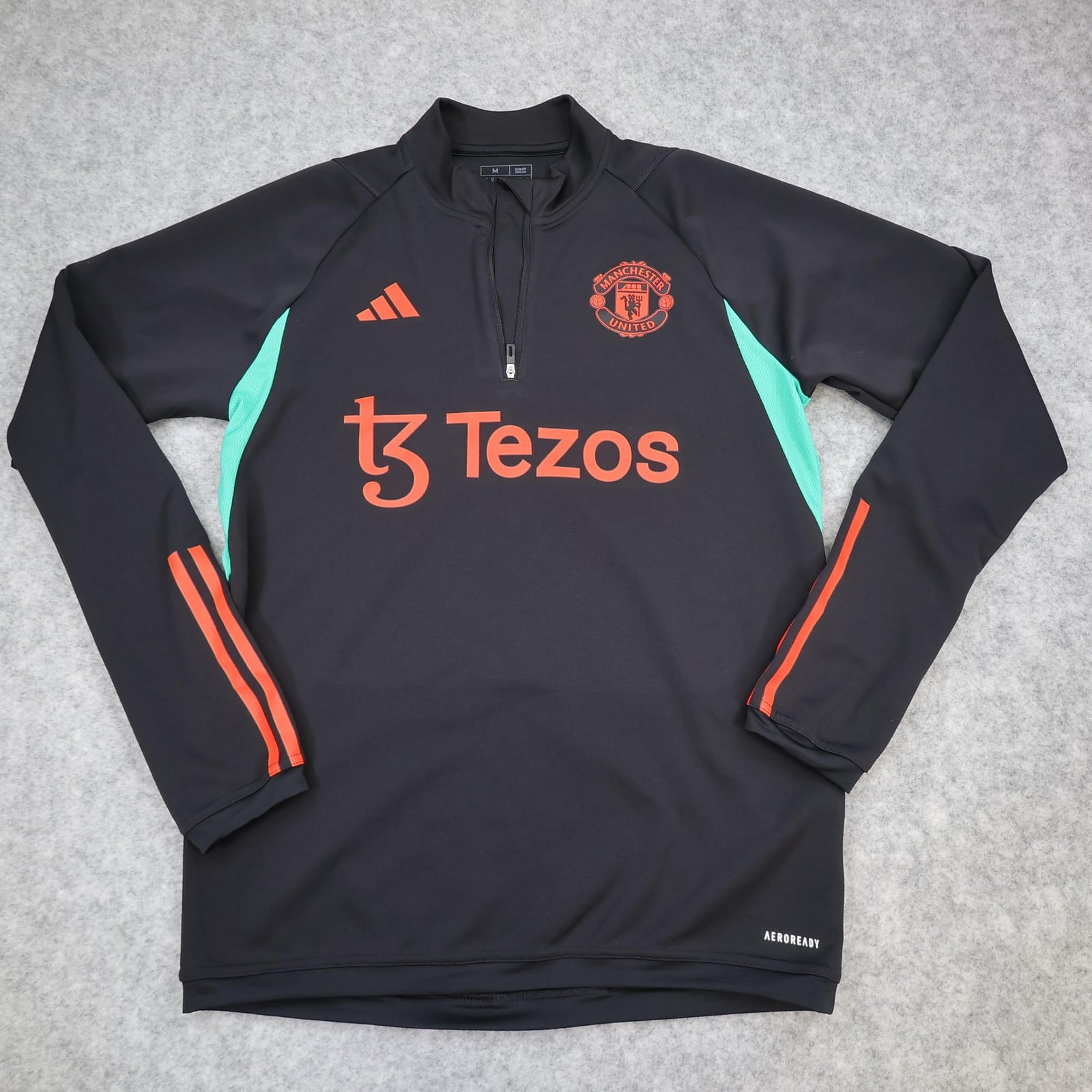 Manchester United Training Top Mens Medium Black EPL Football Adidas Tezos 22 23