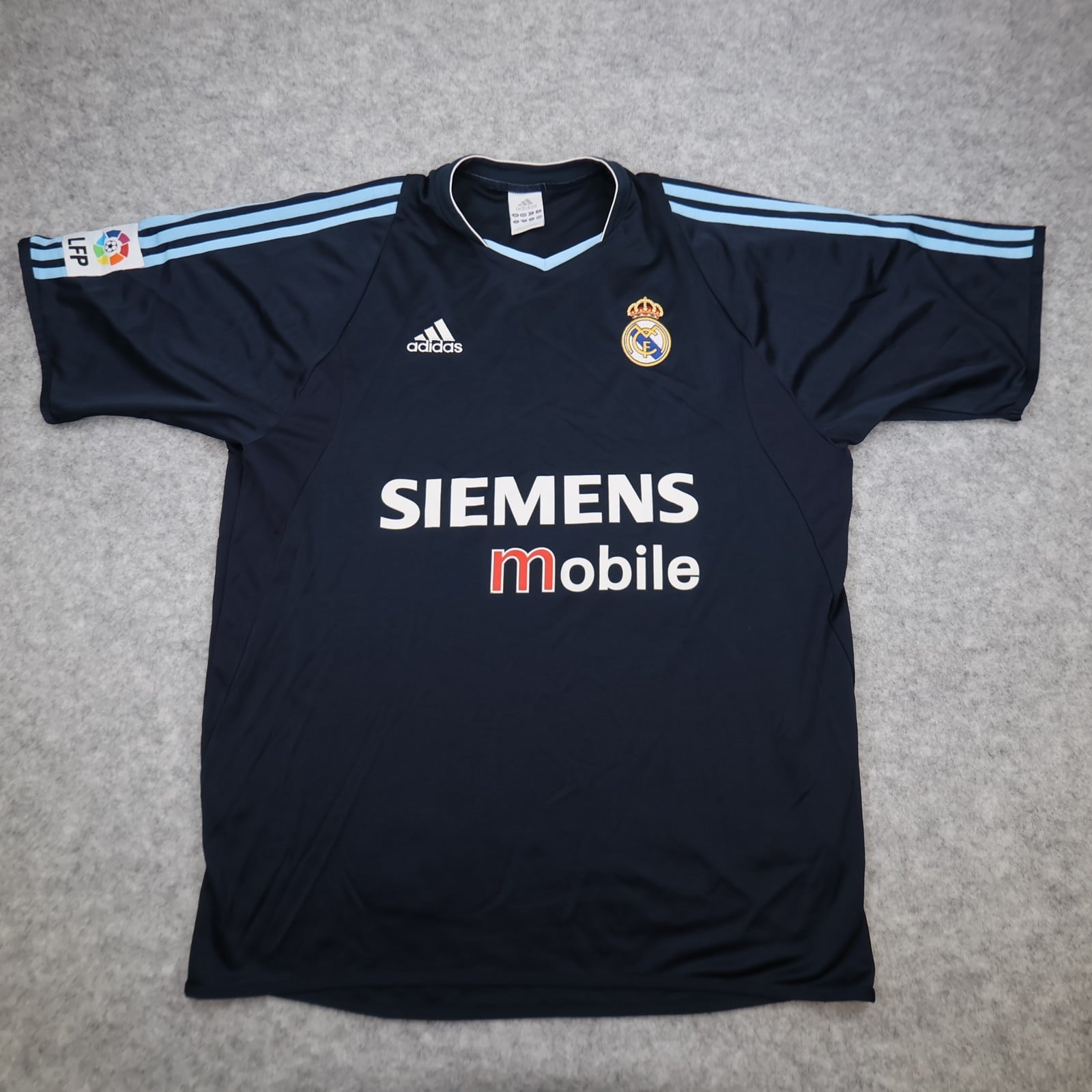 Vintage Real Madrid Shirt Large Blue Away Kit 2002 2003 Adidas Football Jersey