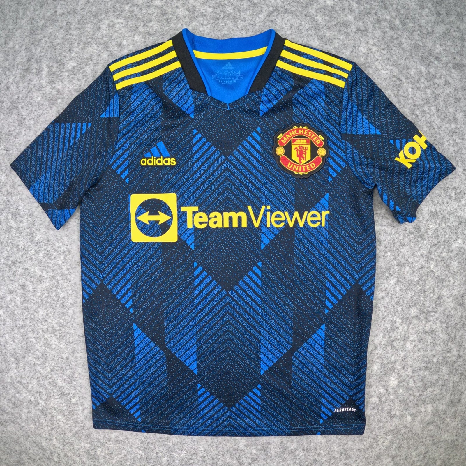 Manchester United Football Shirt Children 13 14Y Blue Third 2021 22 adidas Kids