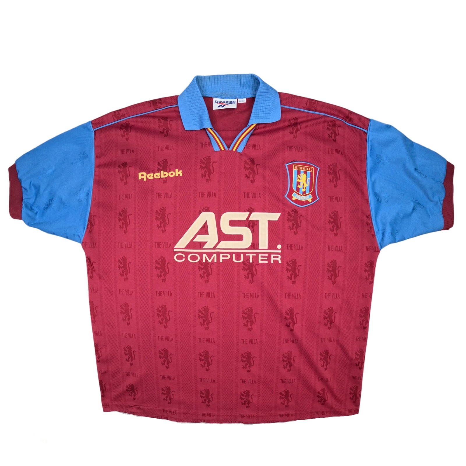 Vintage Aston Villa Football Shirt 2XL Claret Home 1995 1997 Reebok 46/48 Jersey