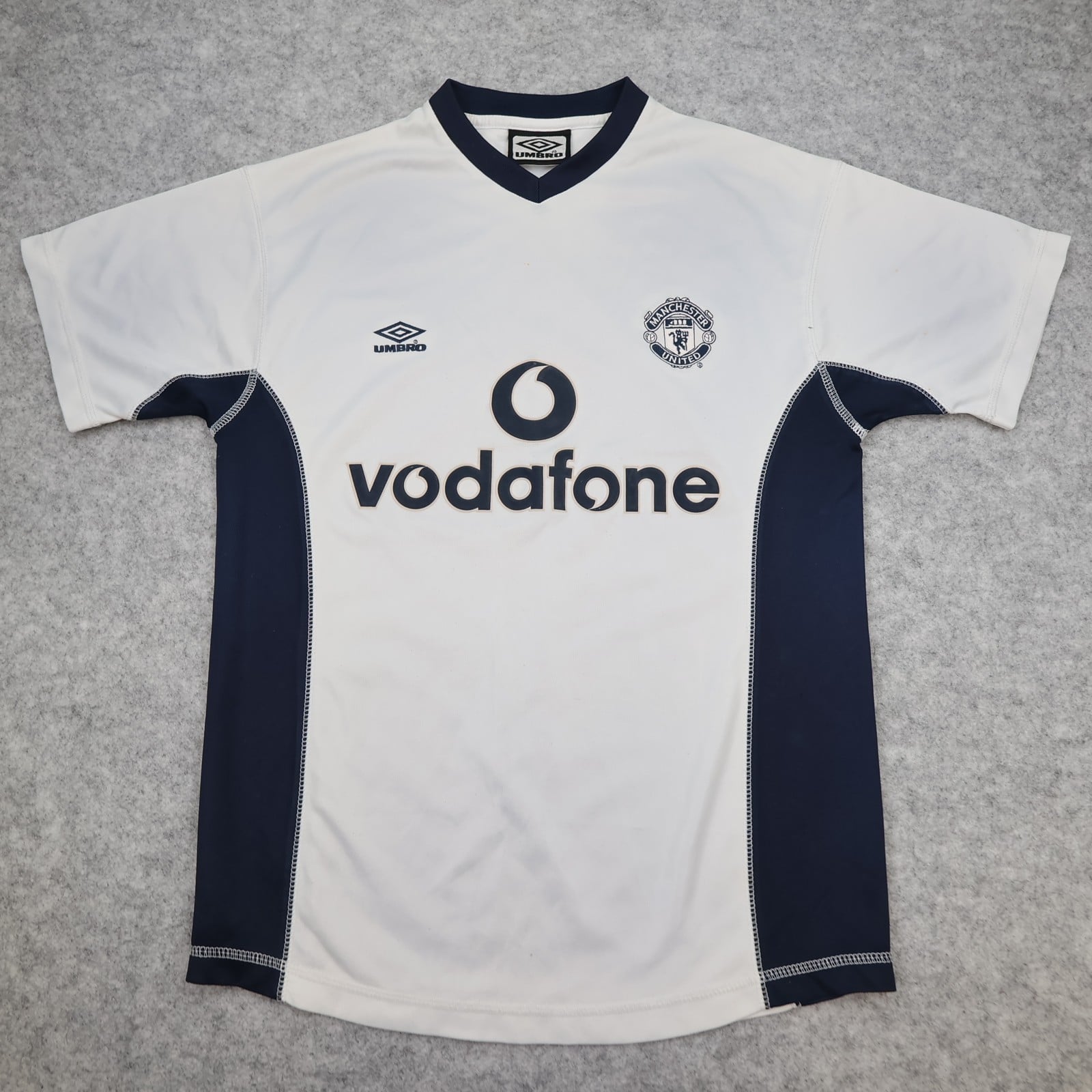 Manchester United Shirt Small Training White Kit 2000 2001 Umbro Jersey