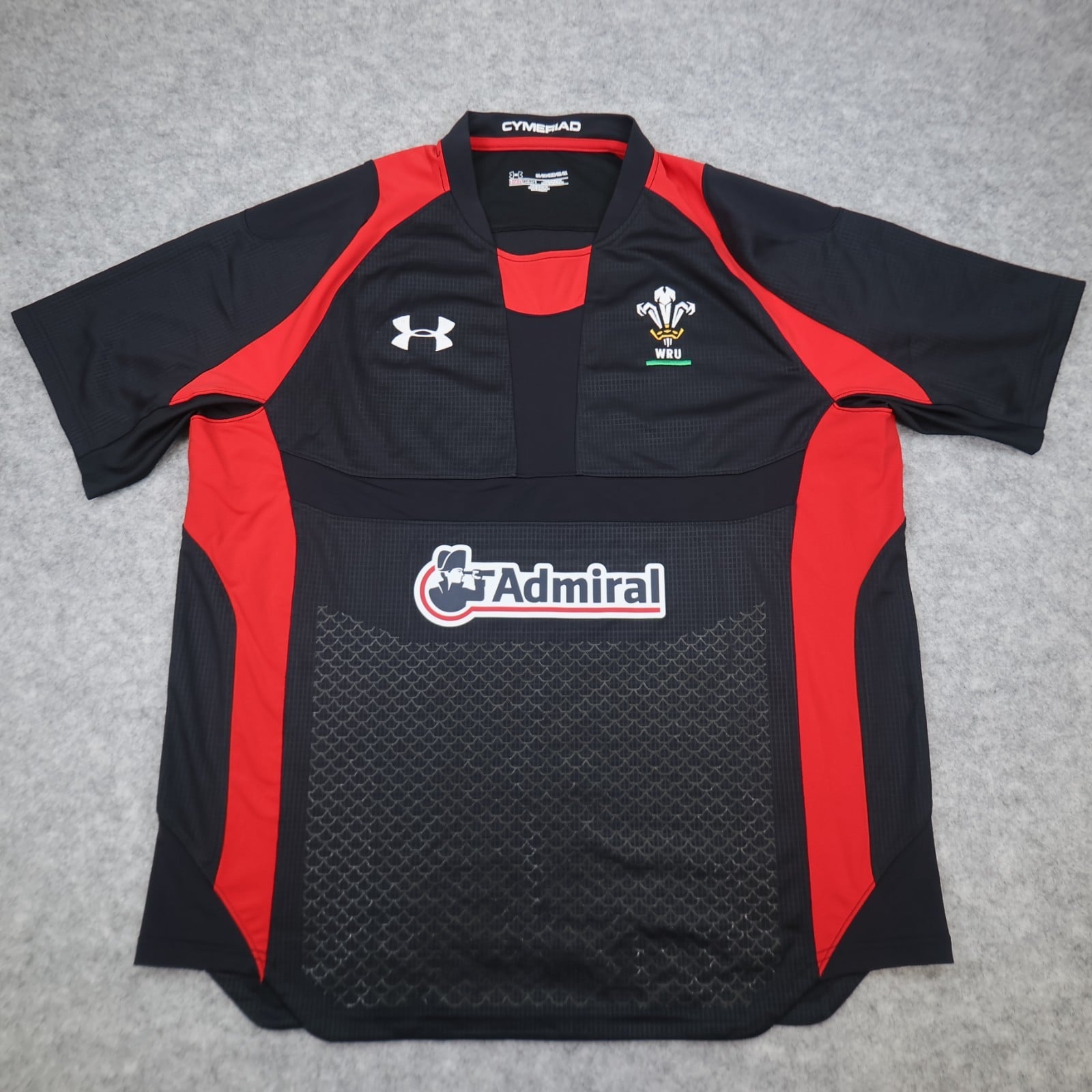 Wales Rugby Shirt 2XL Black Home Kit 2011 2012 Under Armour Jersey Admiral XXL