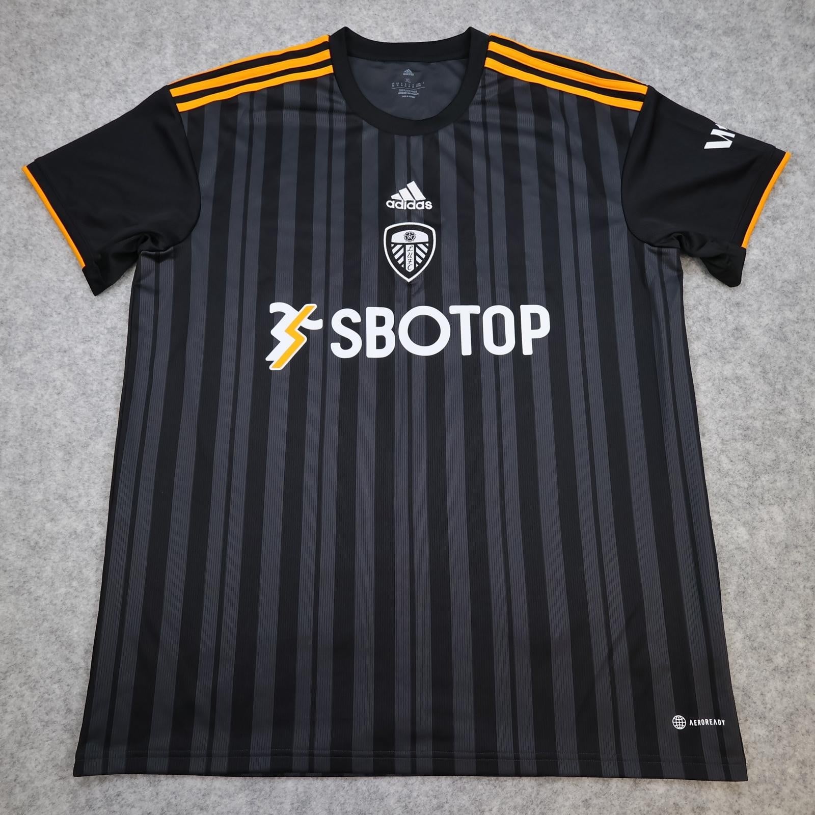 Leeds United Shirt Mens XL Black 3rd Kit 2022 2023 EPL Football Adidas SBOTOP