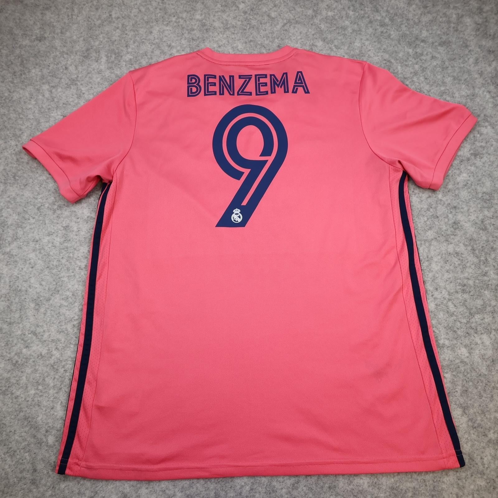 Real Madrid Shirt Mens Large Pink Away 2020 2021 Football Adidas Benzema 9