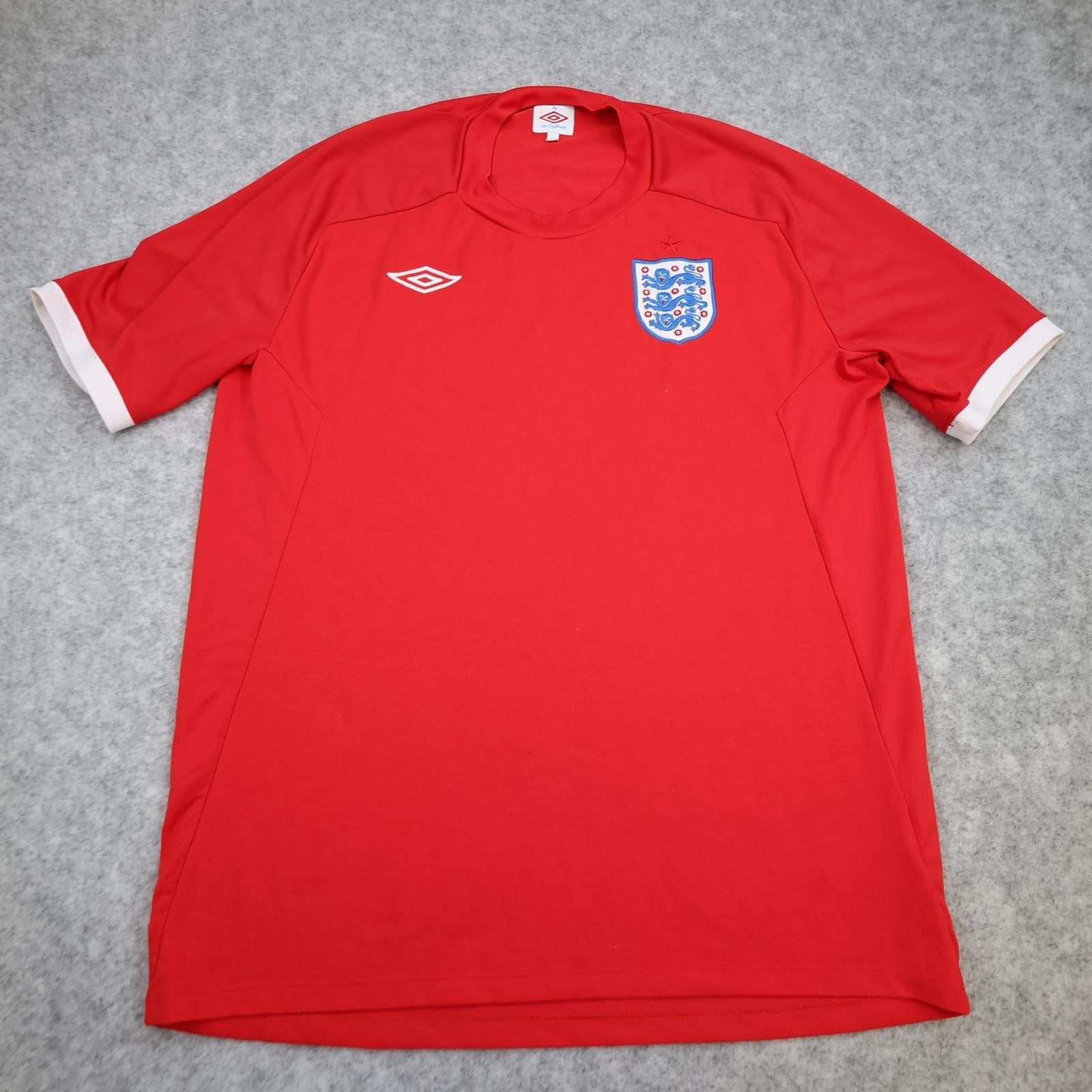 England Away Shirt Mens Large Red 2010 2011 Football Umbro Three Lions Jersey