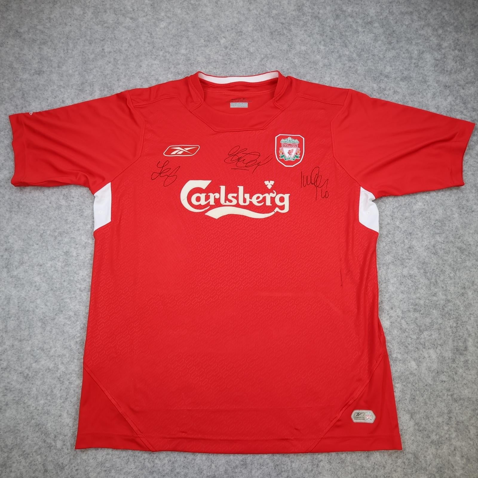 Vintage Liverpool Shirt Mens Large Red Home 2004 2006 Reebok Carlsberg Signed