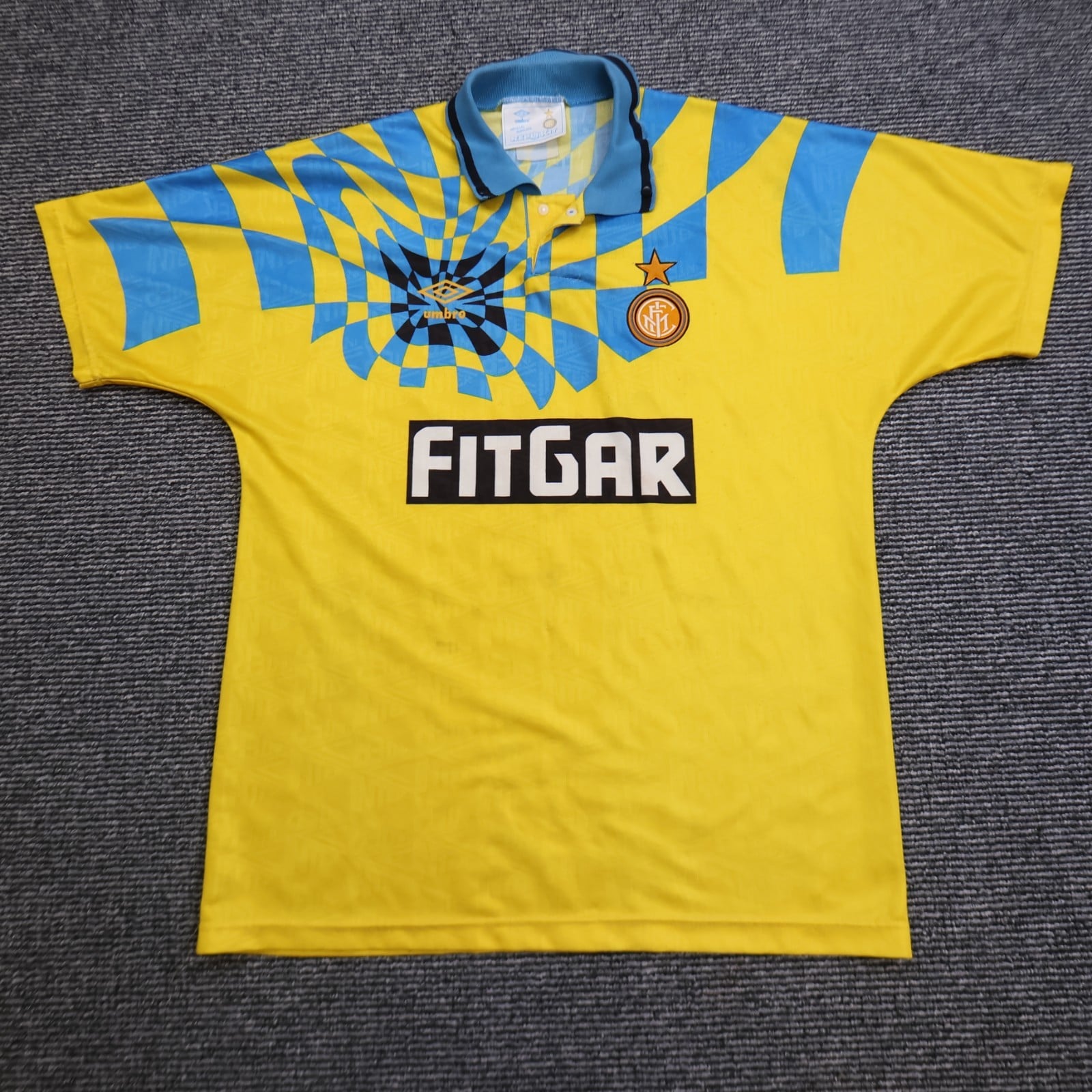 Vintage Inter Milan Shirt Yellow Third Umbro Football Soccer Jersey 1991 1992