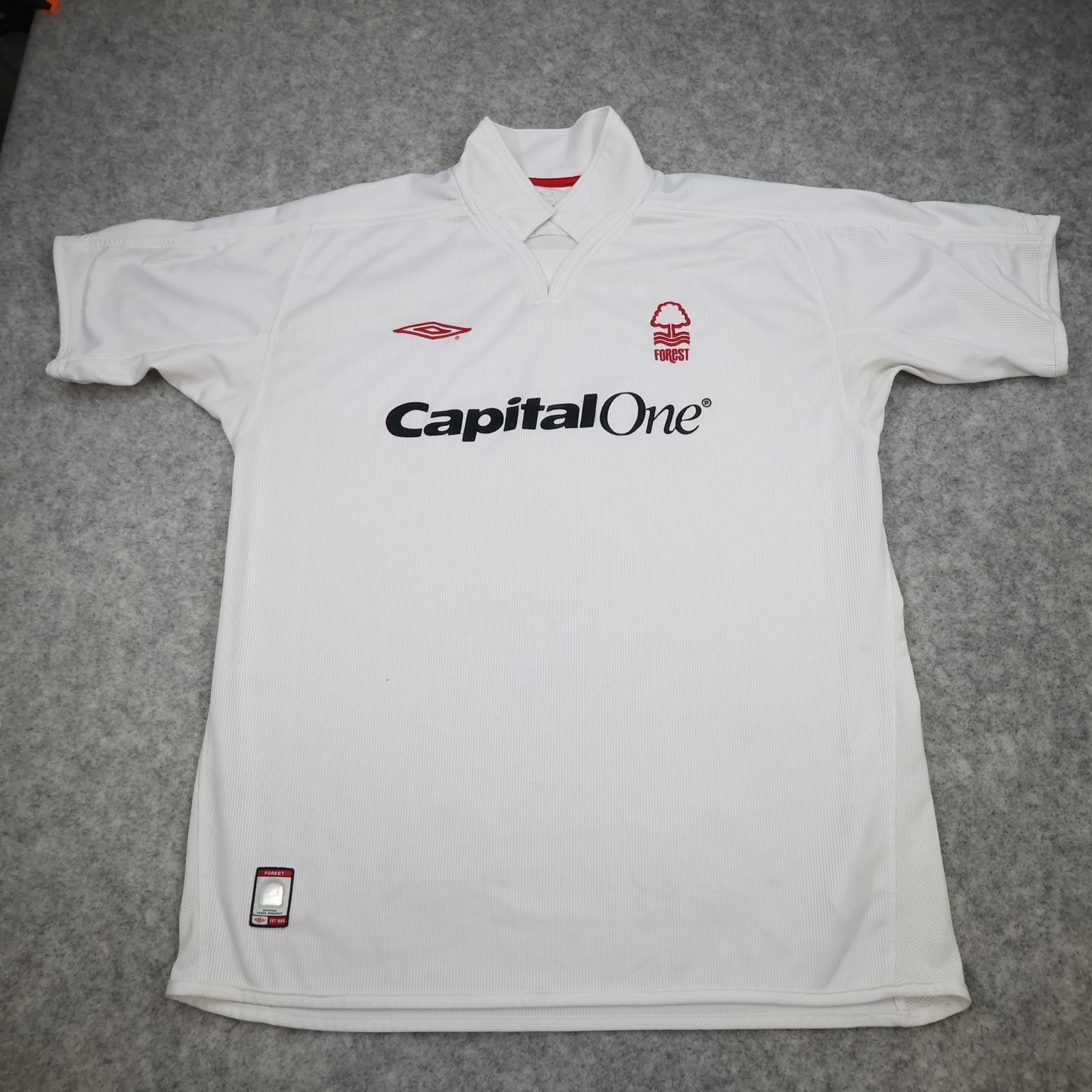 Vintage Nottingham Forest Shirt Mens XL White Away 2004 2005 Umbro Capital One