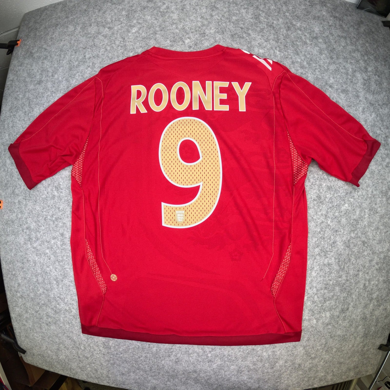 England Football Shirt XL Red Away 2006 2008 Umbro Rooney 9 Soccer Jersey